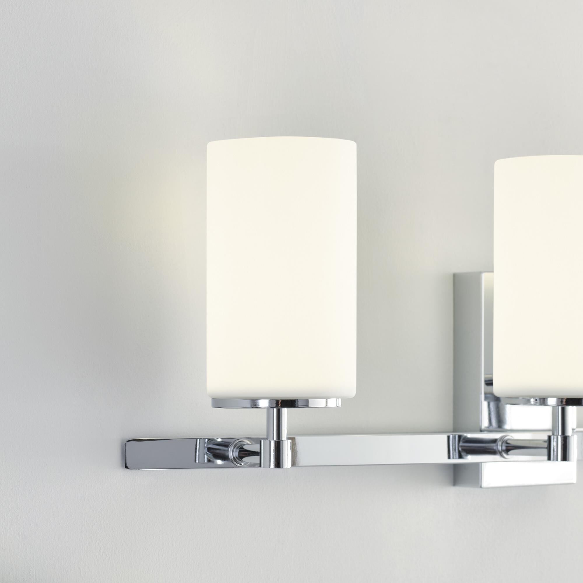 Shown in Chrome finish and Etched - White Insidehades glass