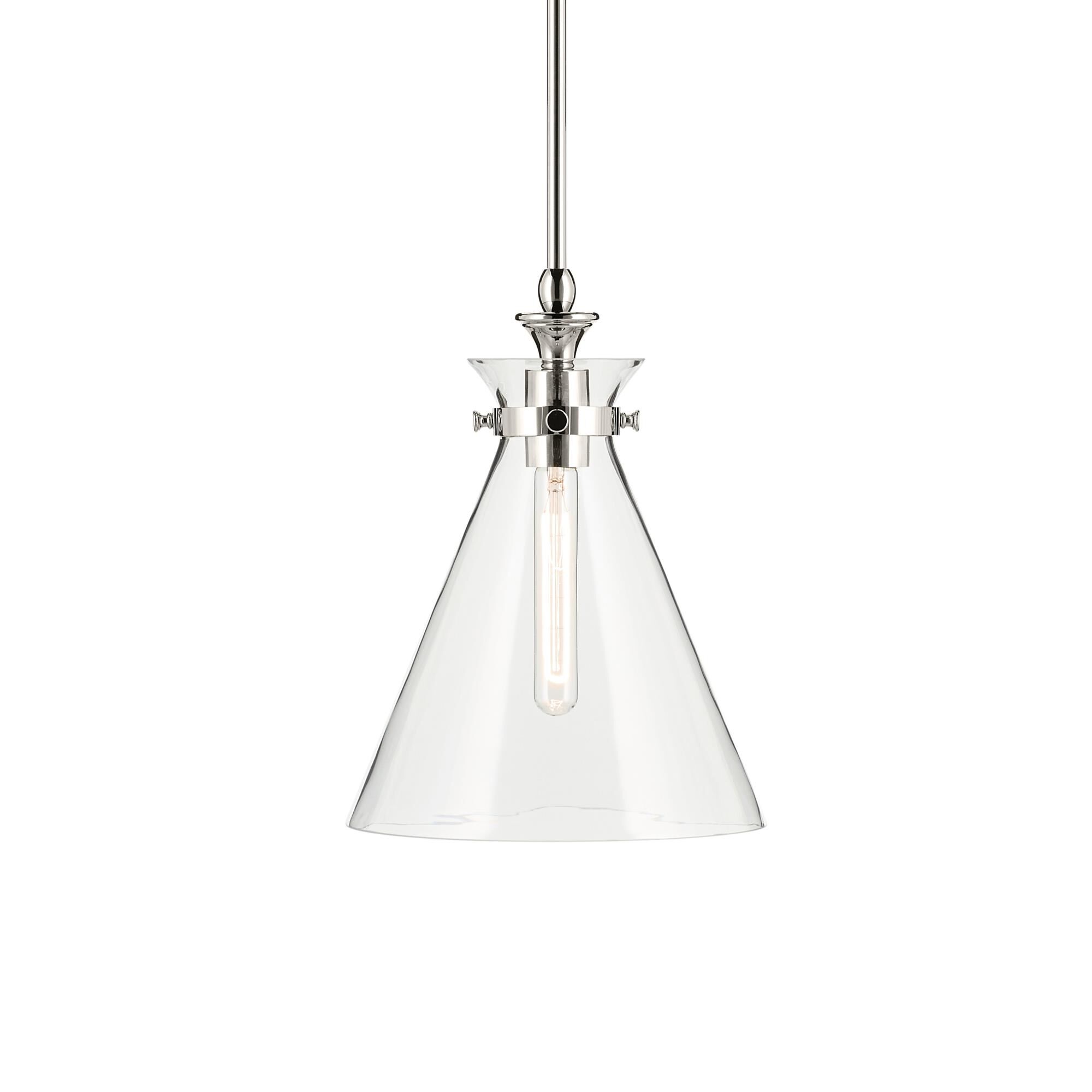 Shown in Polished Nickel finish and Clear glass