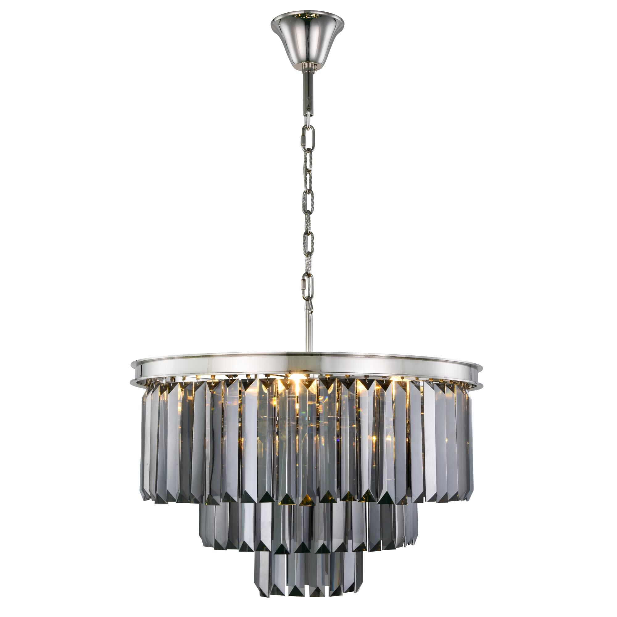 Shown in Polished Nickel finish and Royal Cut crystal and Silver Shade (Grey) accent