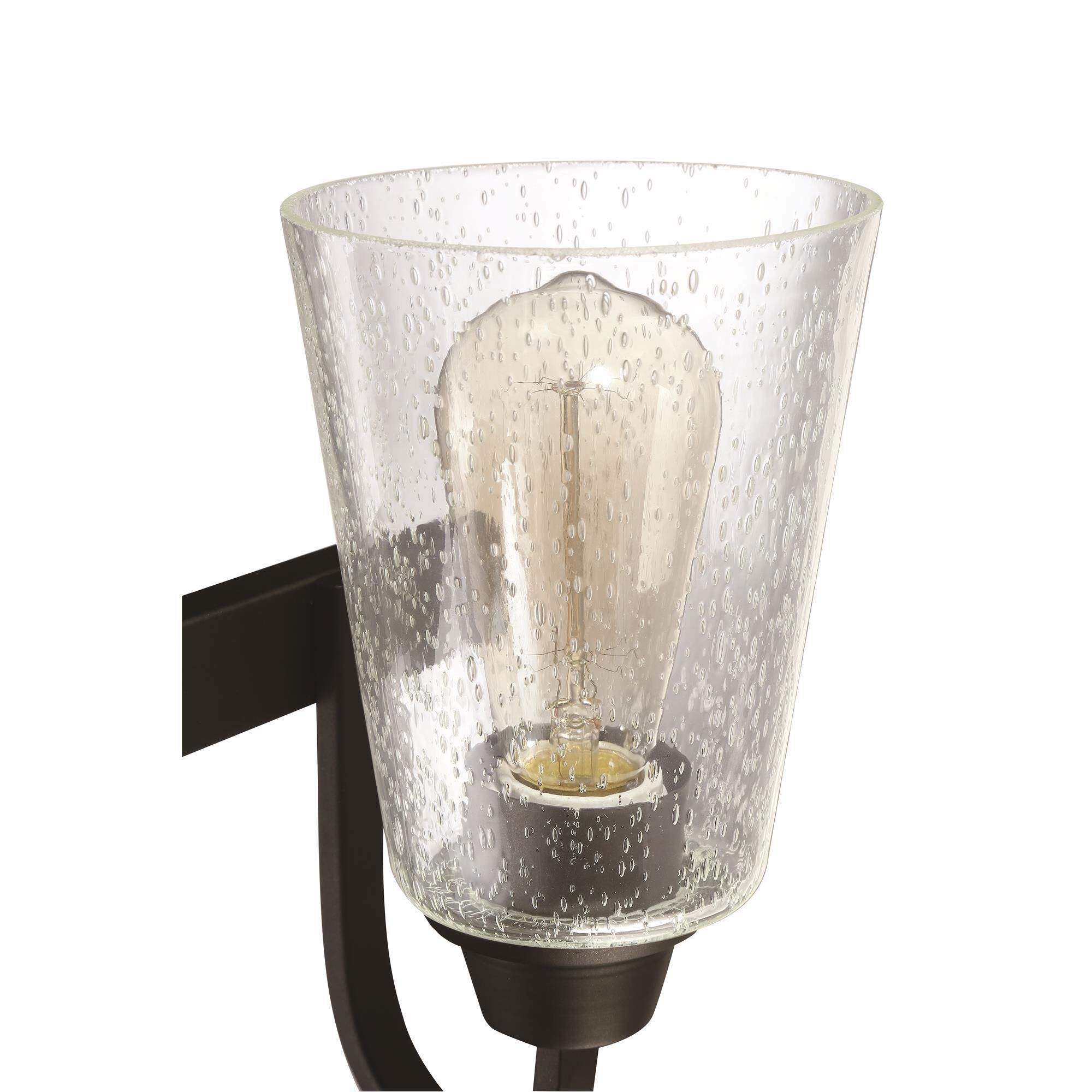 Shown in Espresso finish and Clear Seeded glass and Glass shade