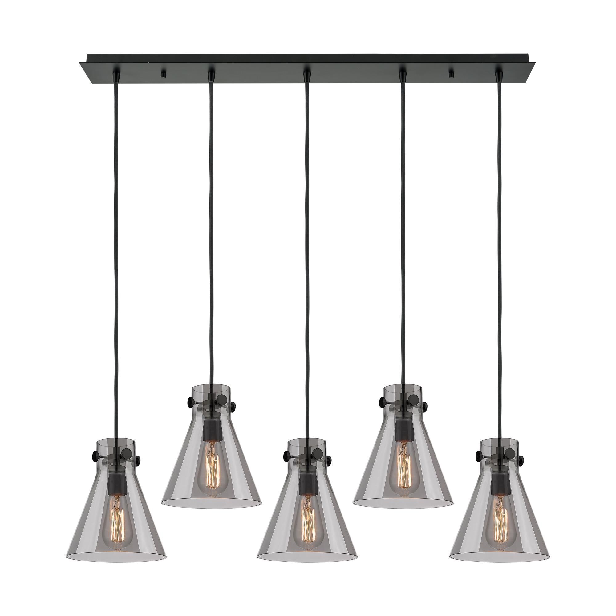 Shown in Matte Black finish and Light Smoke glass and Light Smoke Glass shade