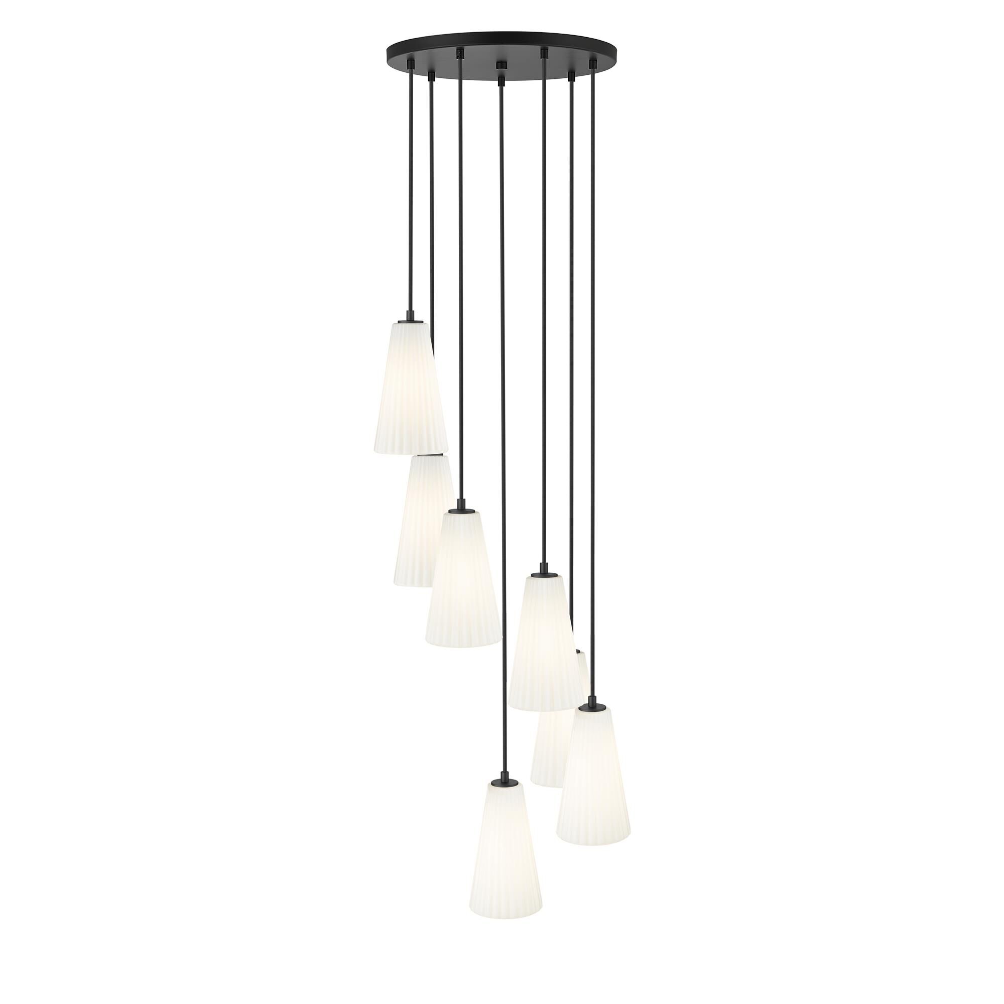 Shown in Matte Black finish and White glass and White shade