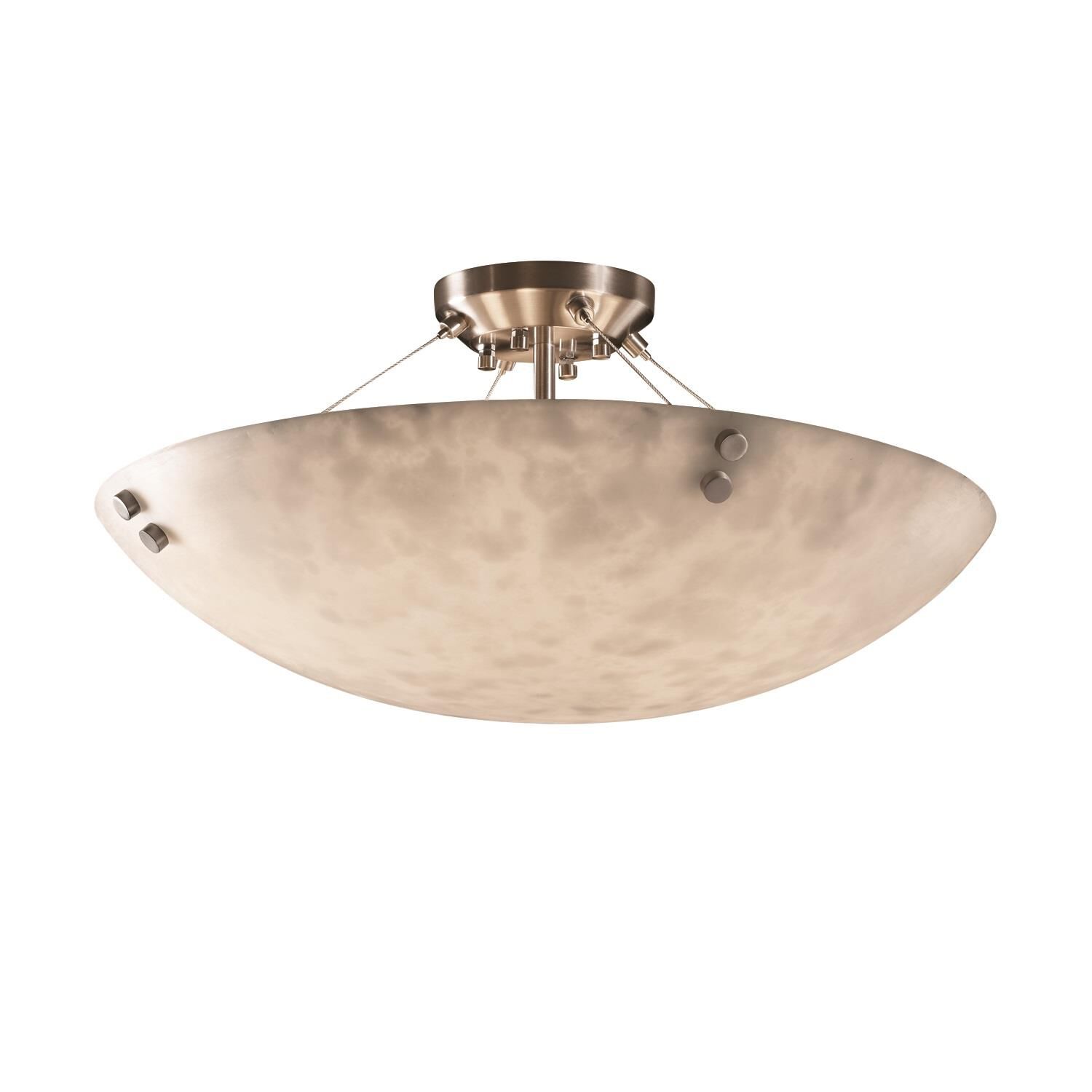 Shown in Brushed Nickel finish and Clouds Resin glass and Clouds Resin shade and Round Bowl accent