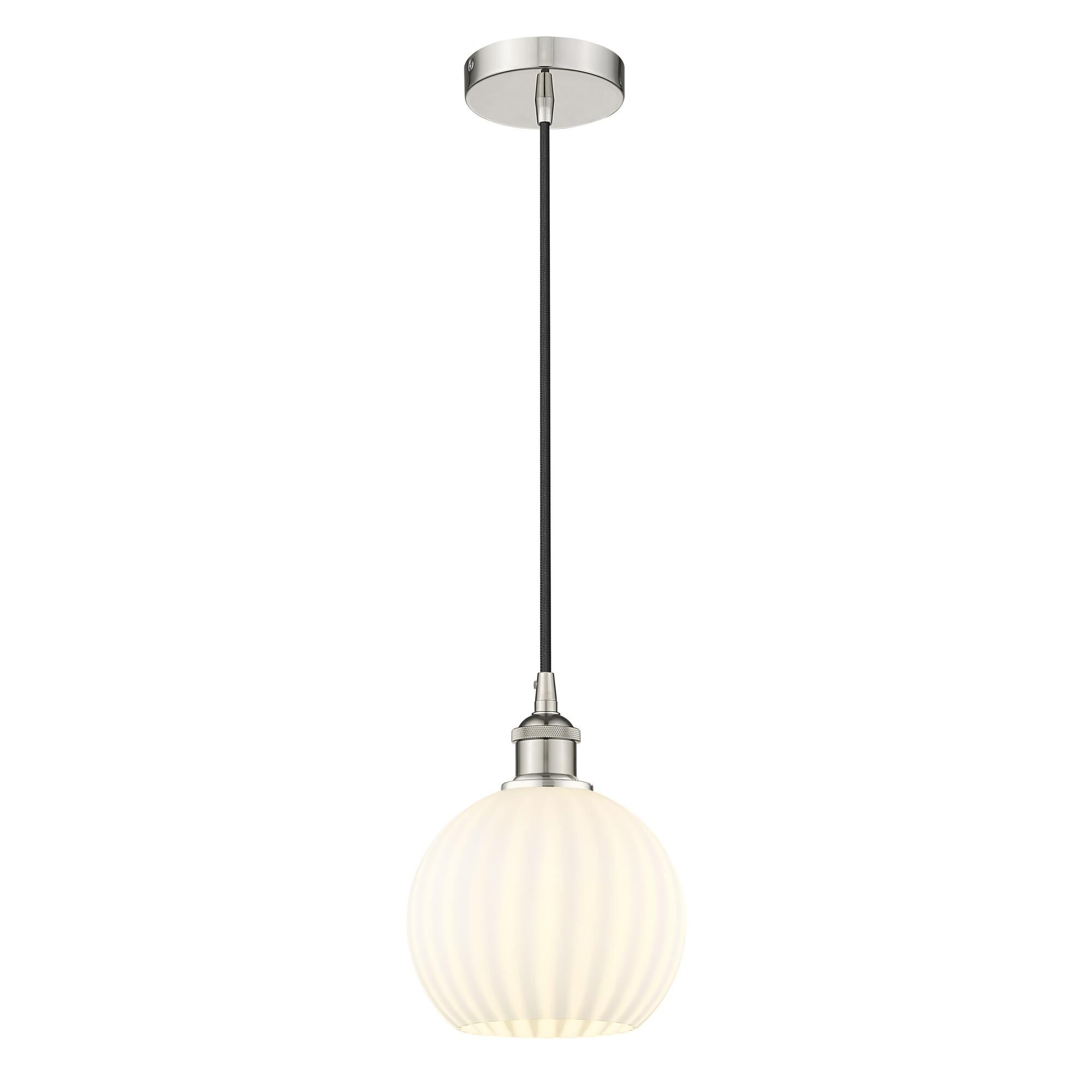 Shown in Polished Nickel finish and White Venetian glass