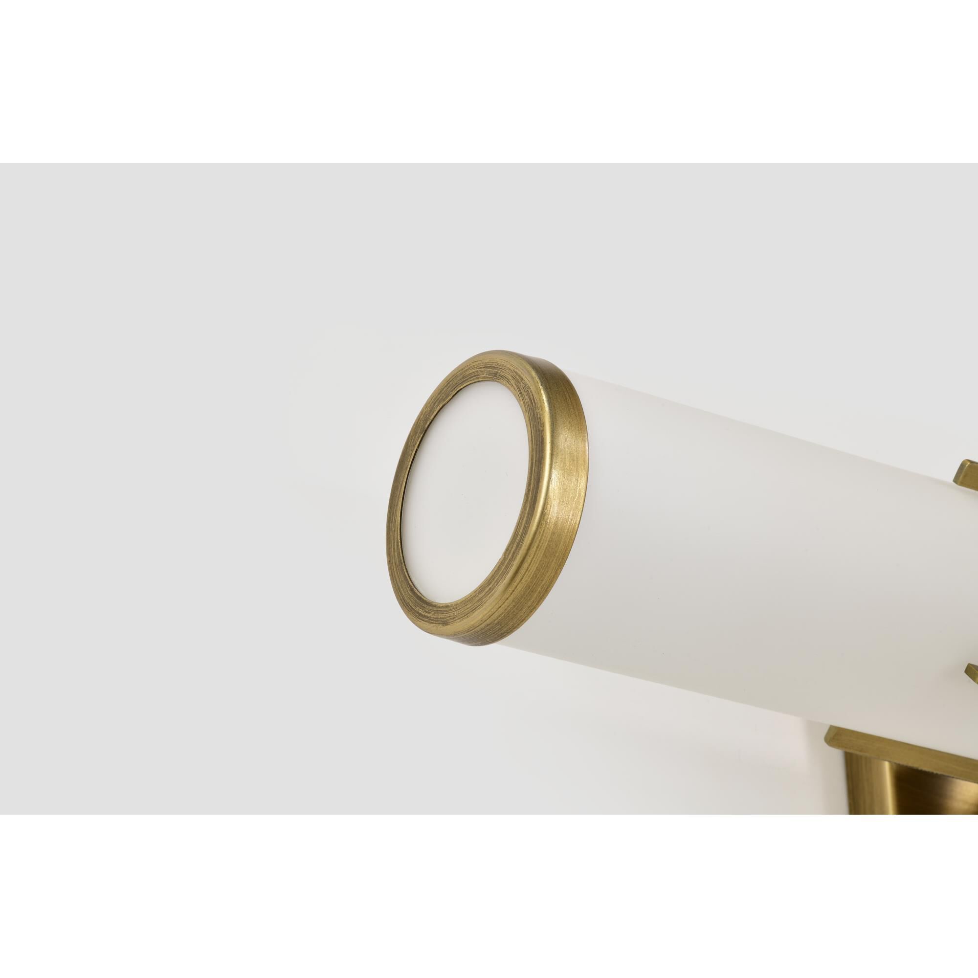 Shown in Natural Brass finish and White glass