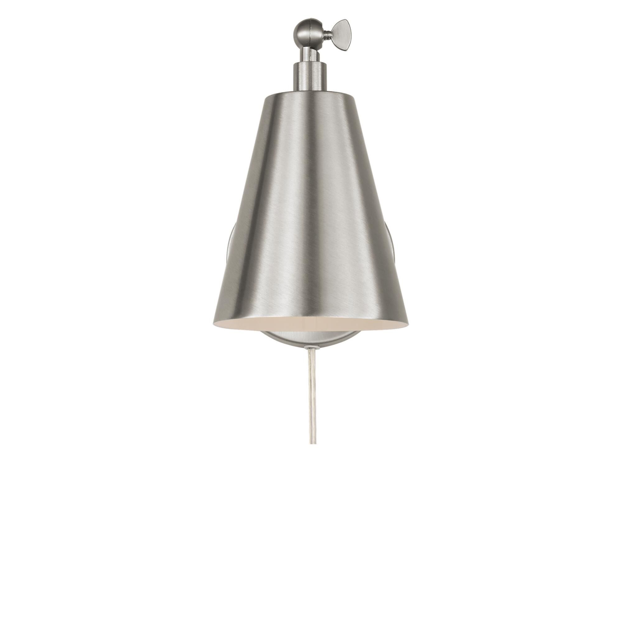 Shown in Burnished Brass finish and Steel shade