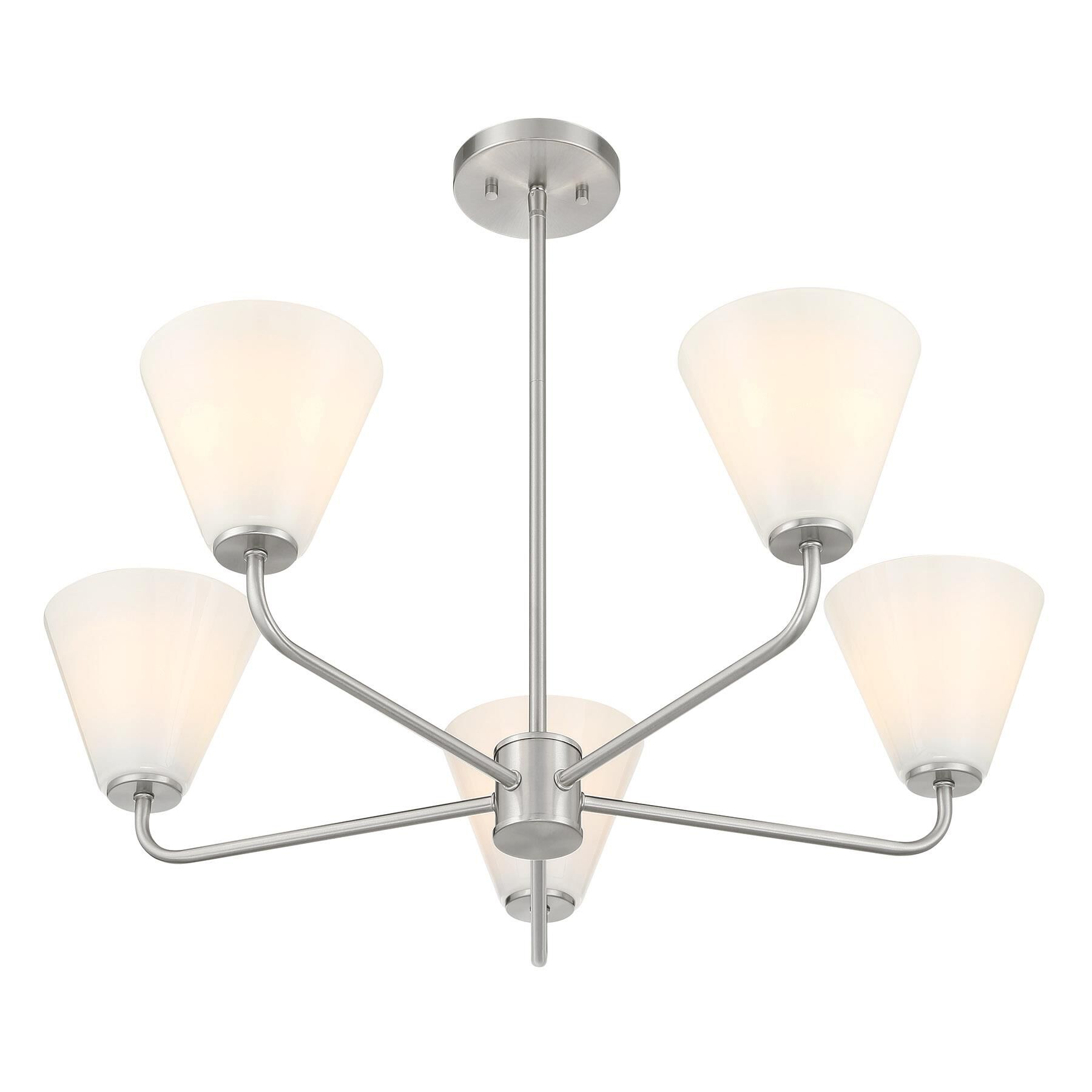 Shown in Satin Nickel finish and Strie shade