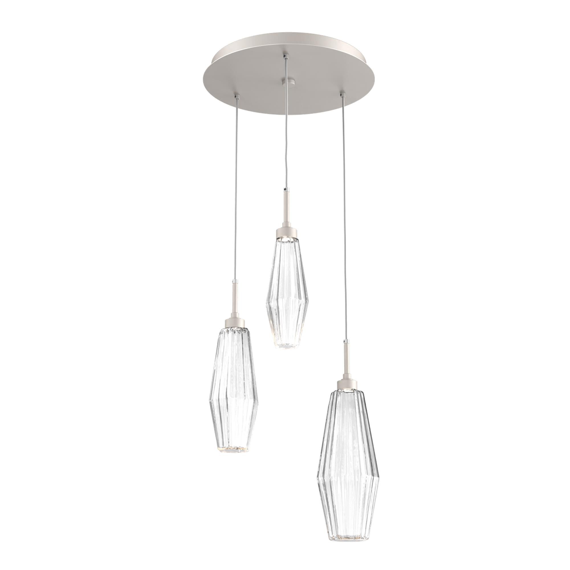 Shown in Metallic Beige Silver finish and Optic Rib Clear glass