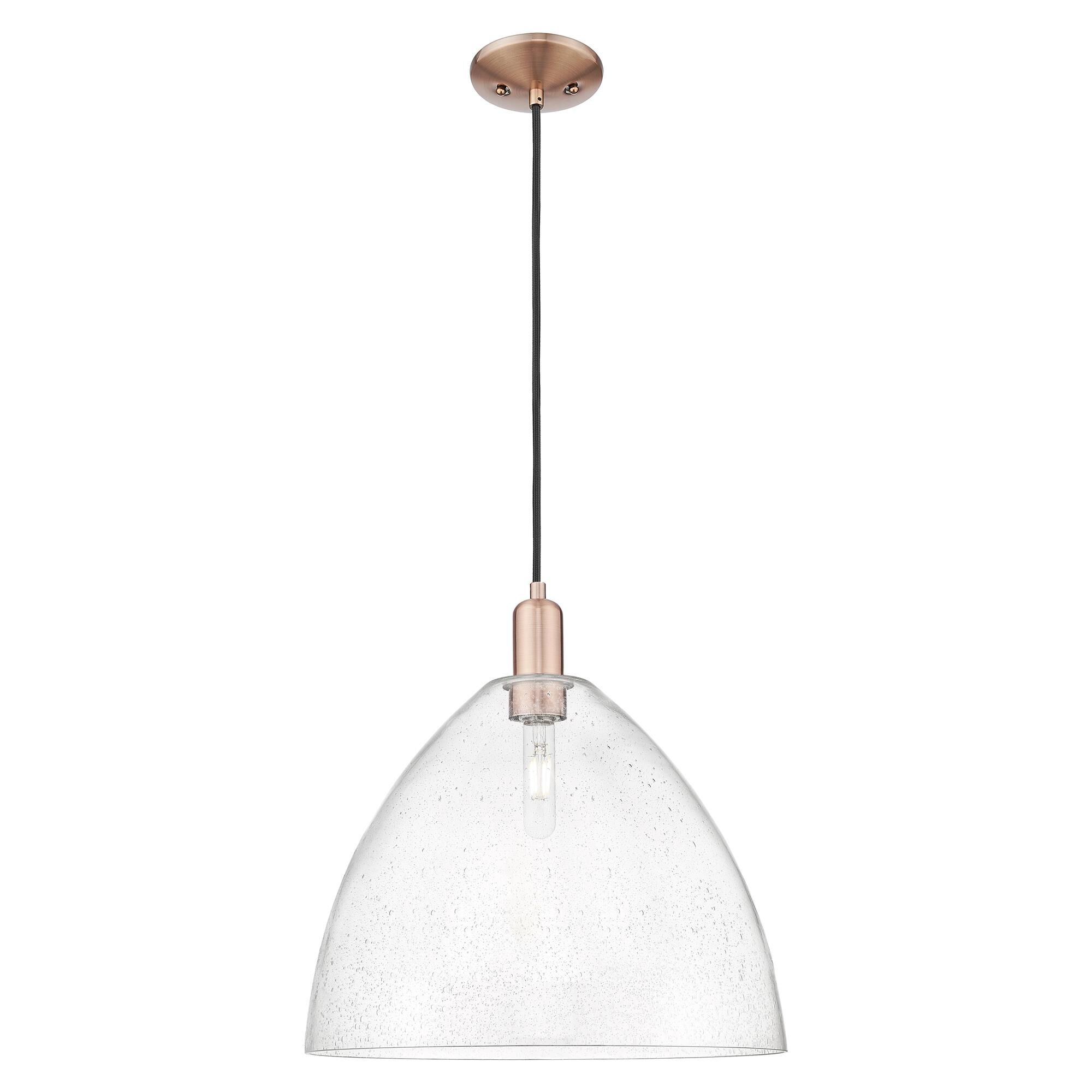 Shown in Antique Copper finish and Seedy glass