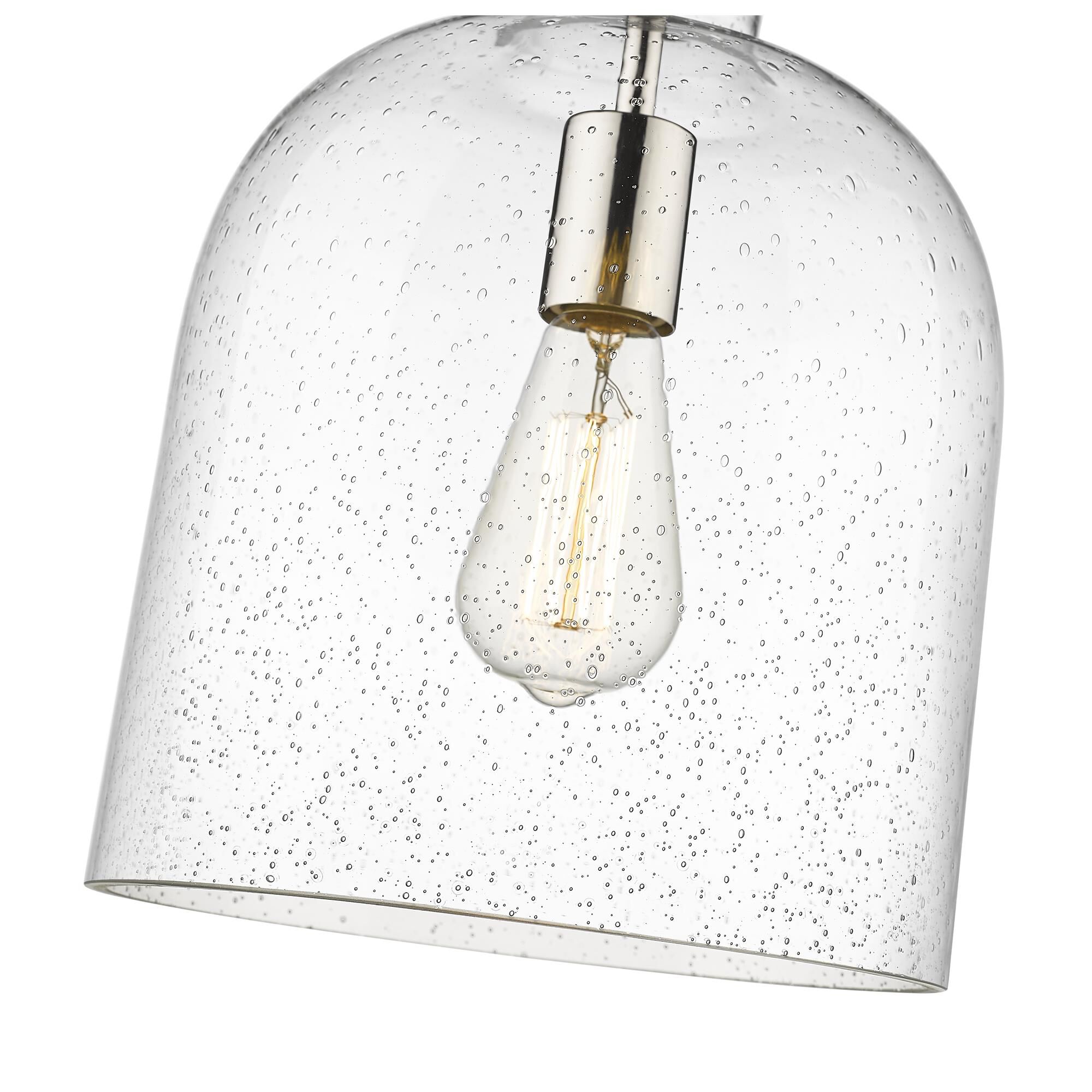 Shown in Polished Nickel finish and Clear Seedy glass and No Shade shade