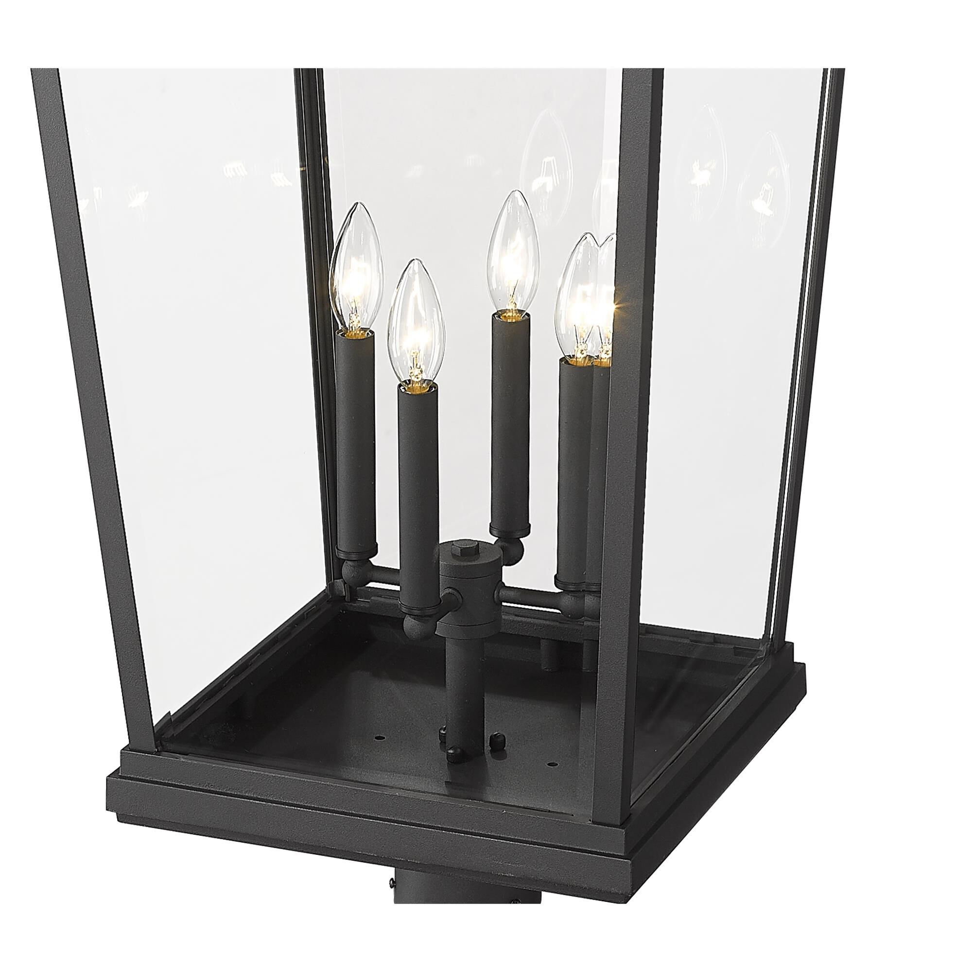 Shown in Black finish and Glass shade