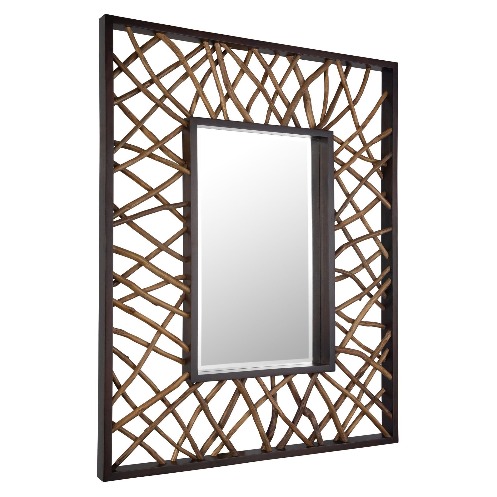 Shown in The Teak Maze Mirror Is Sure To Make A Statement In Any Space. This Beautifully Unique Piece Is Cons finish