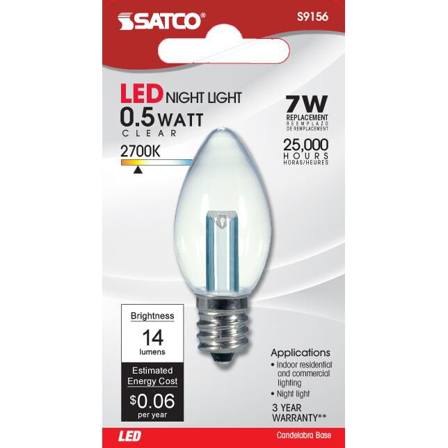 0.50 Watt 2700K C7 LED Light Bulb by Satco