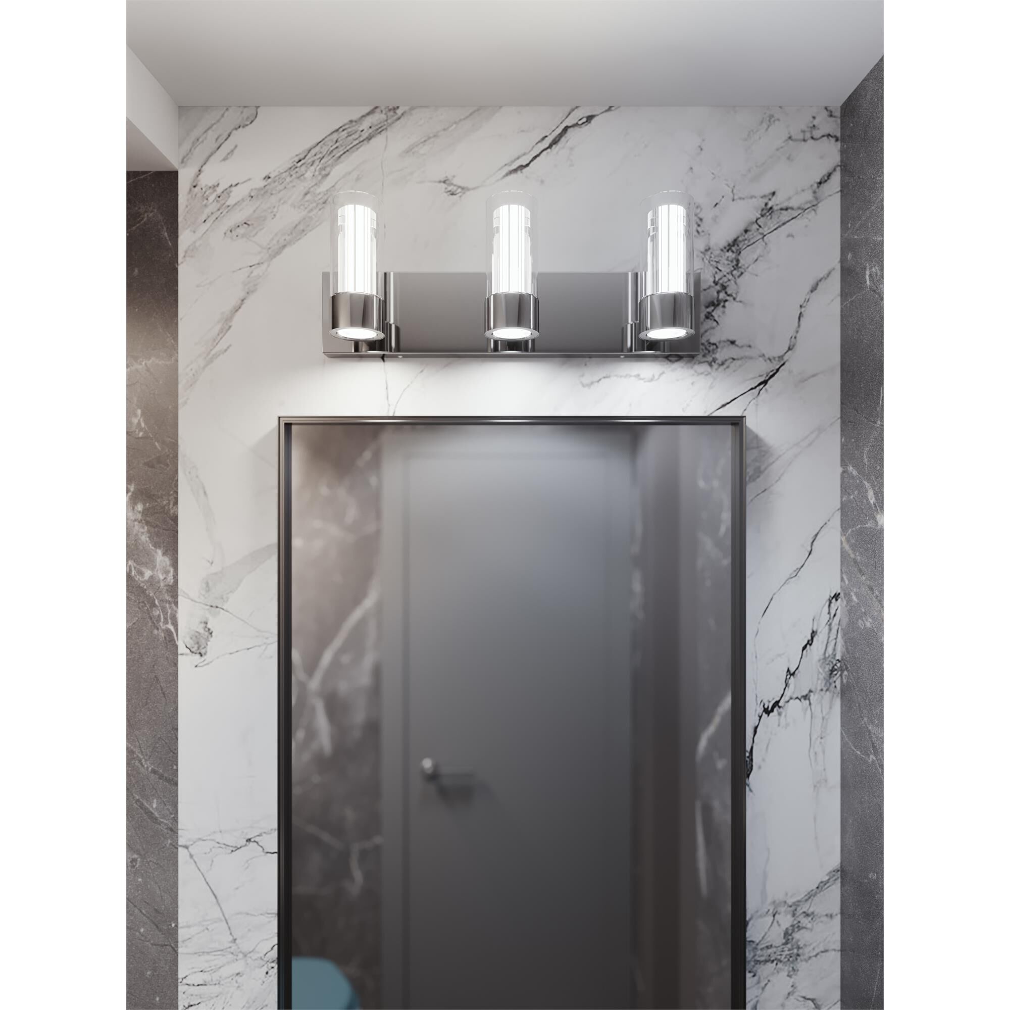 Shown in Polished Chrome finish and Clear Acrylic shade