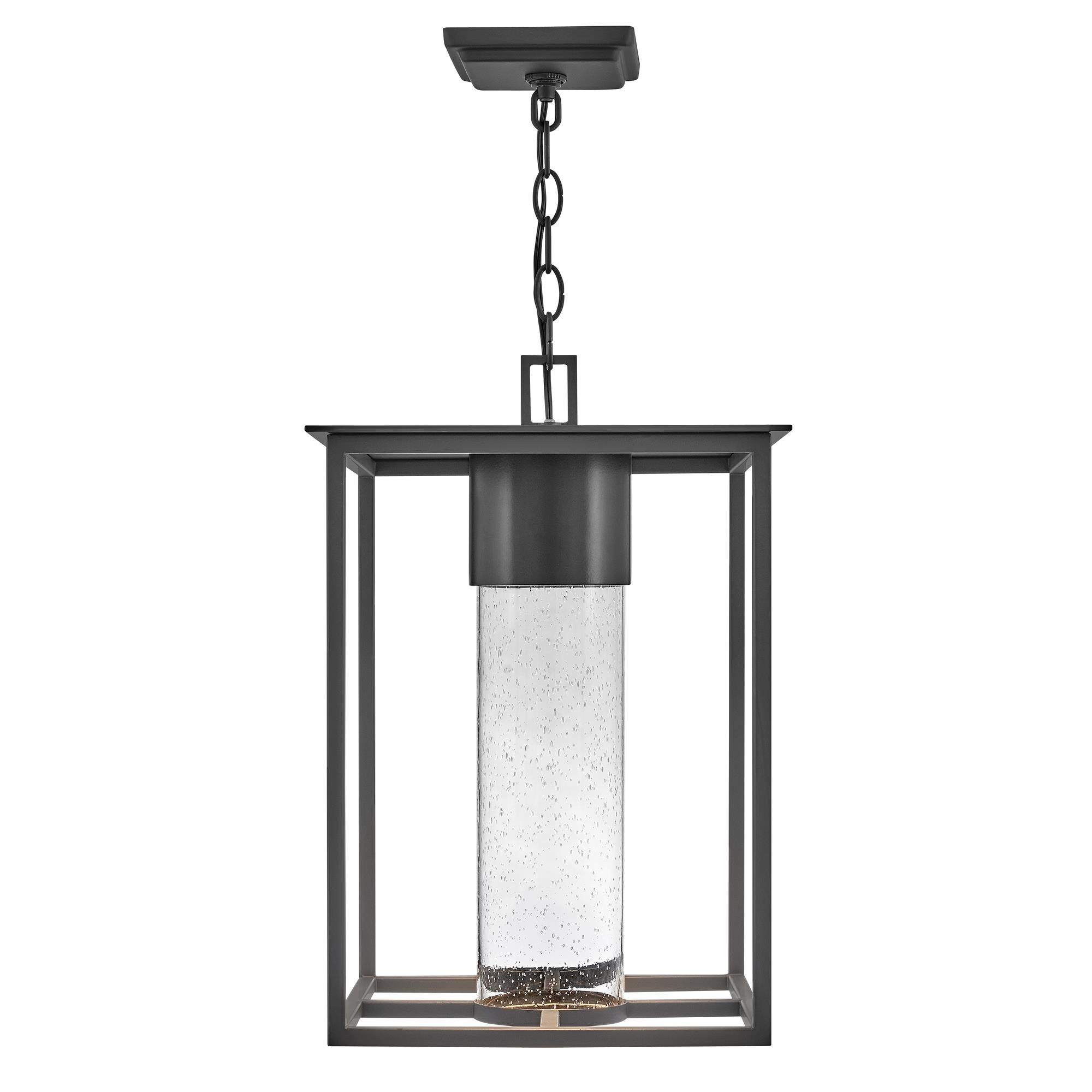 Shown in Black finish and Clear Seedy glass