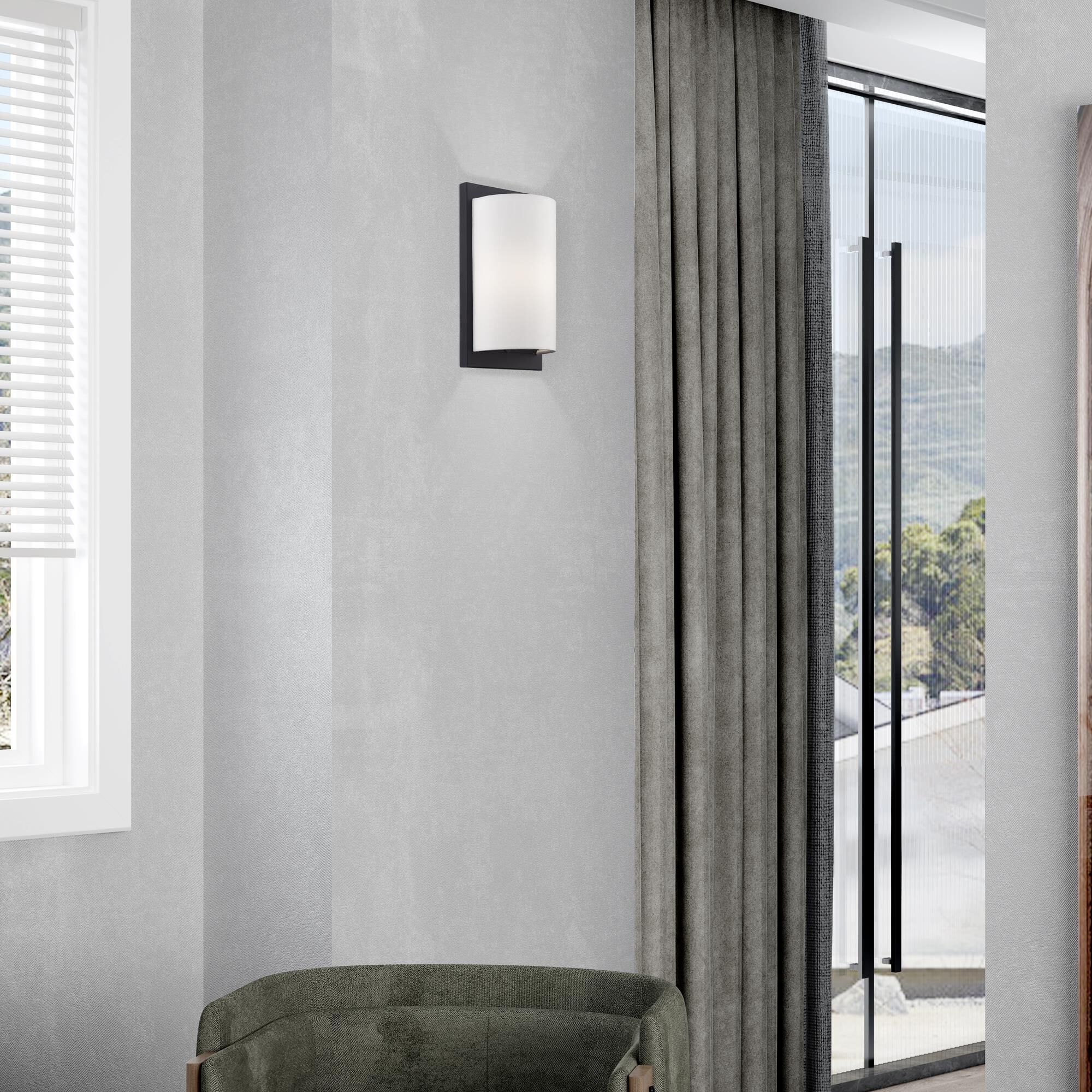 Shown in Black finish and Hand Crafted Off-White Fabric Hardback shade