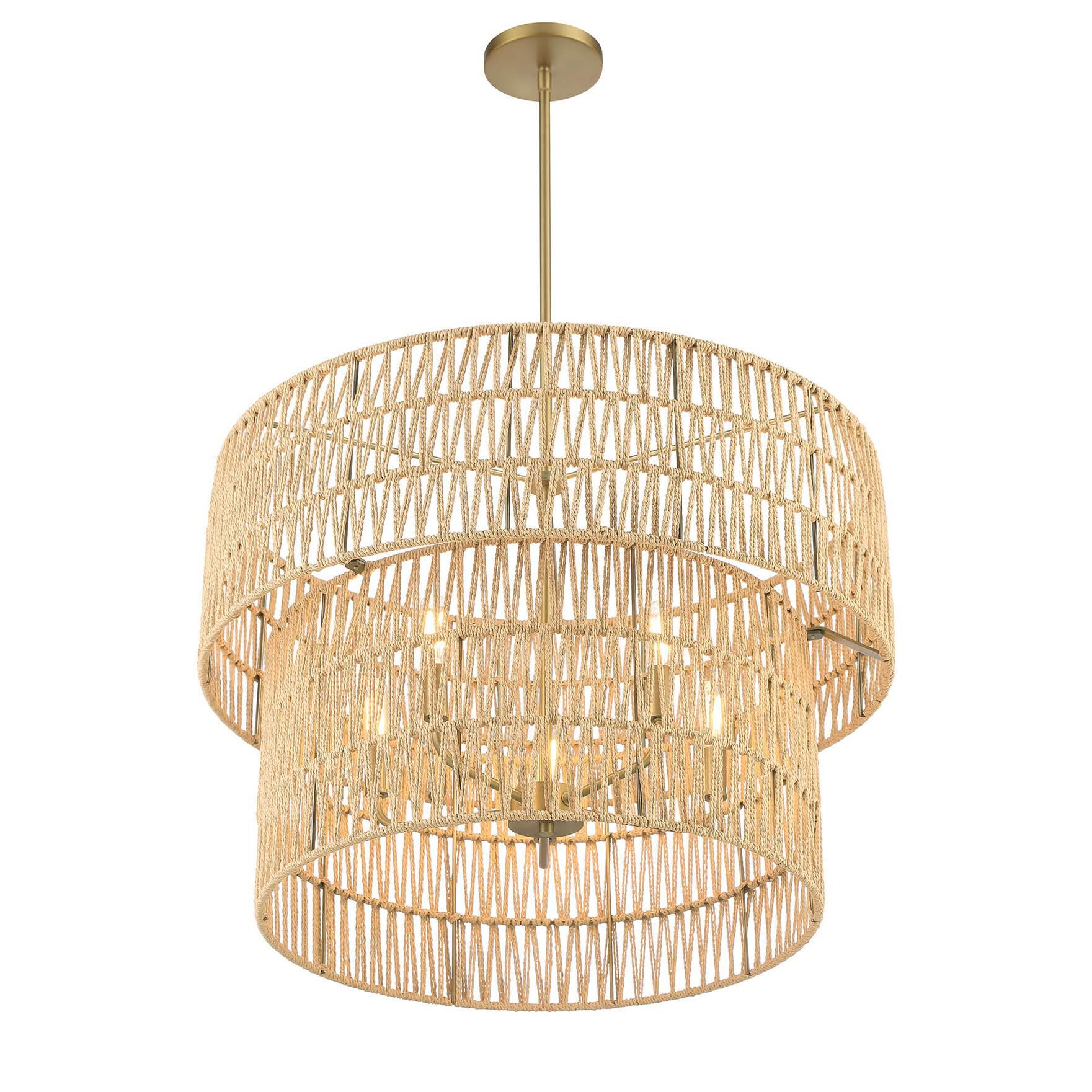 Shown in Soft Brass finish and Papyrus Rope shade