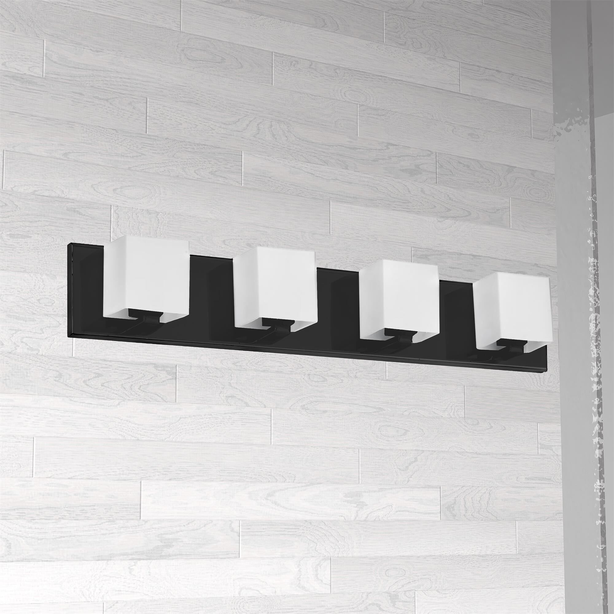 Shown in Black and White finish and White Square glass