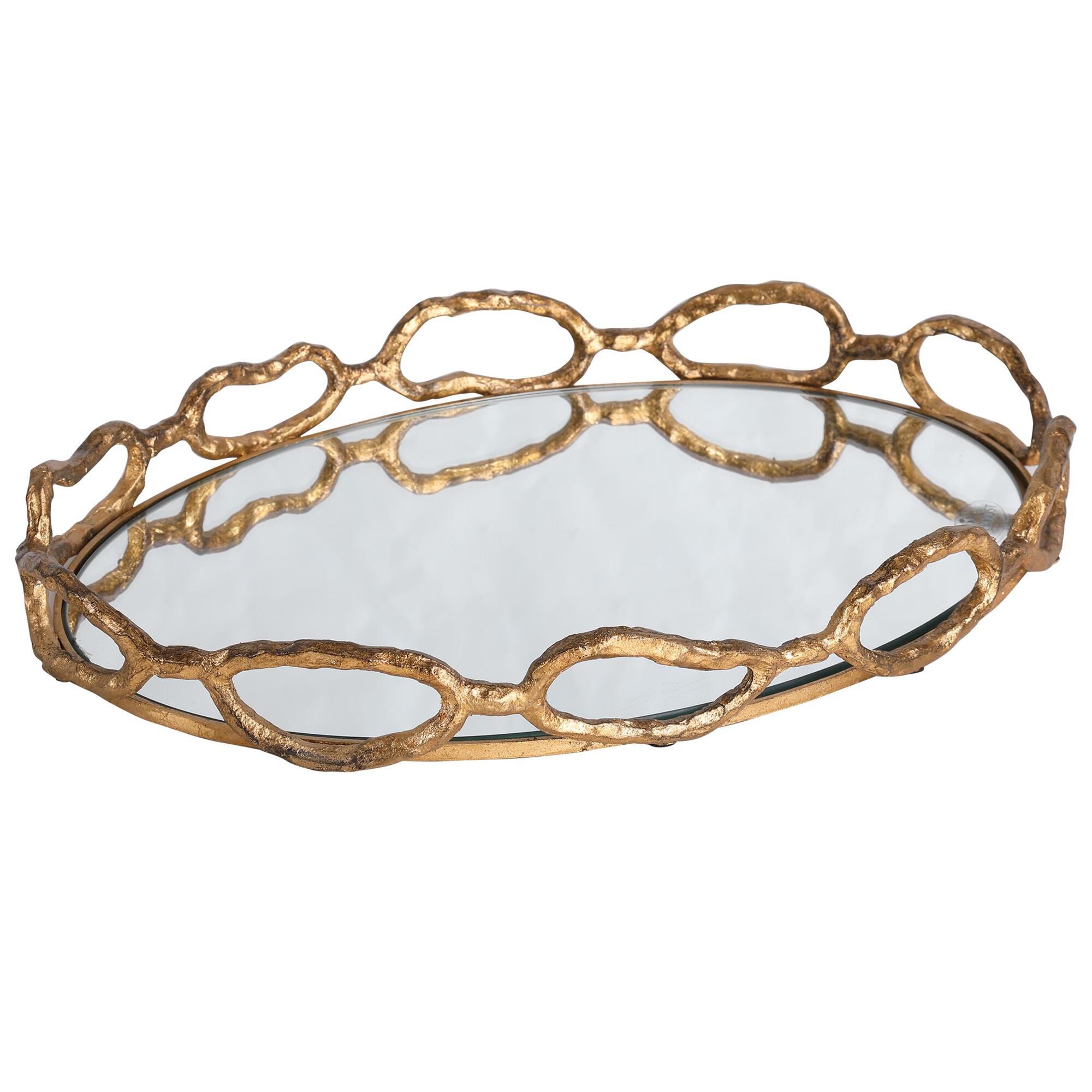 Shown in Frame Made From 100% Cast Iron, This Tray Is Finished In Gold Leaf With Noticeable Distressed Detail finish