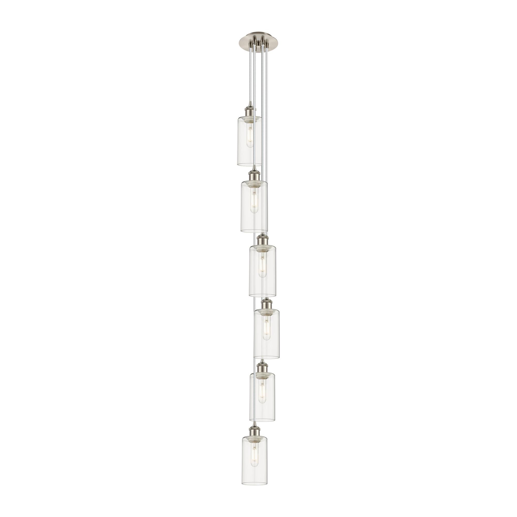 Shown in Satin Nickel finish and Clear shade