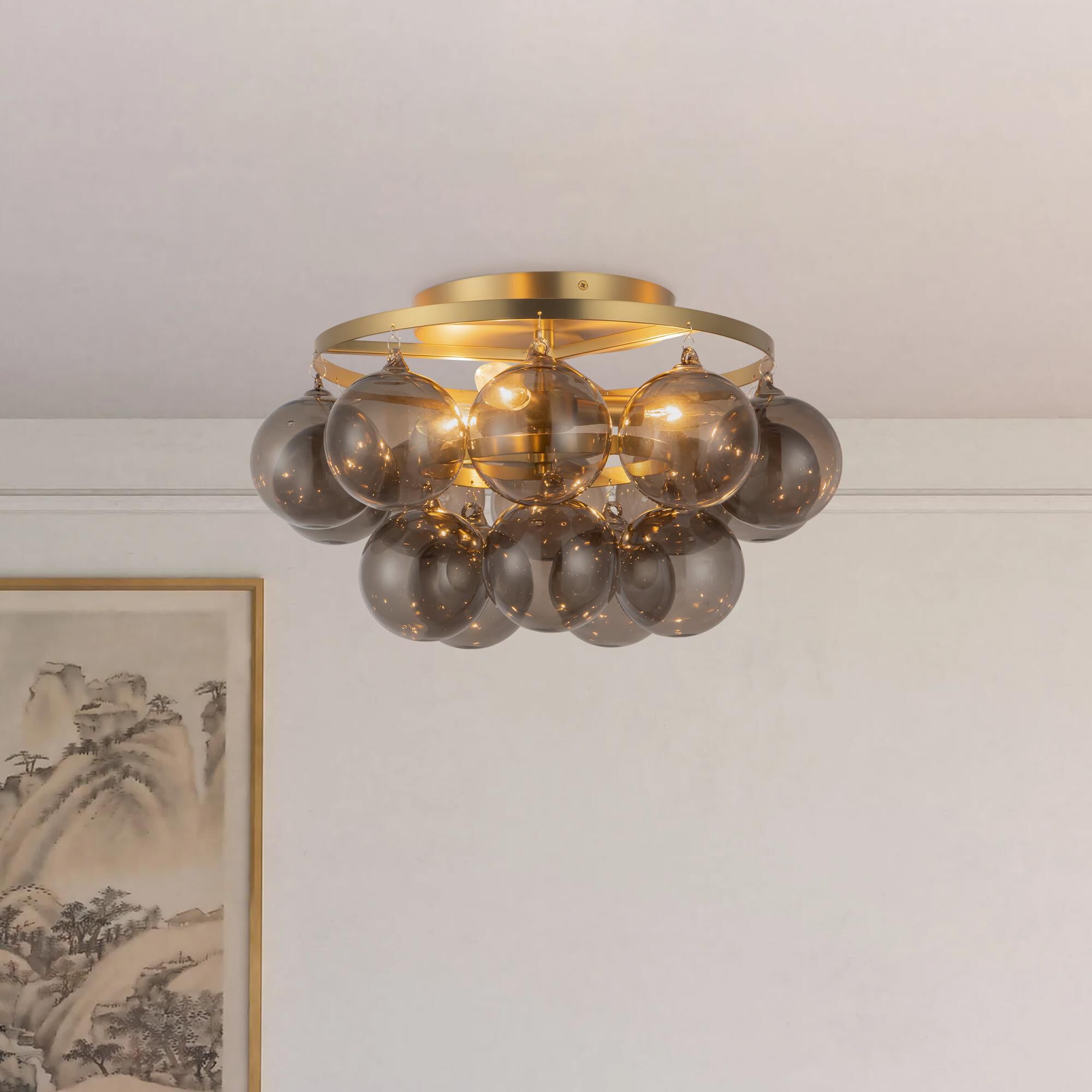 Shown in Brushed Gold finish and Smoked glass