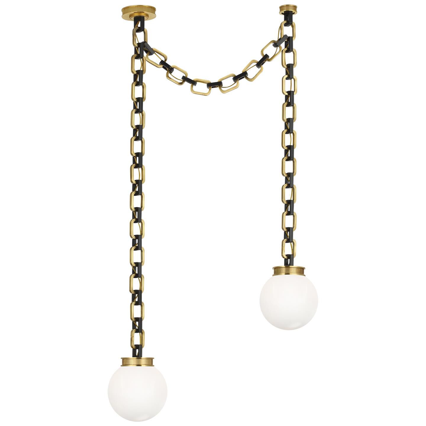 Shown in Soft Brass and Bronze finish and White glass