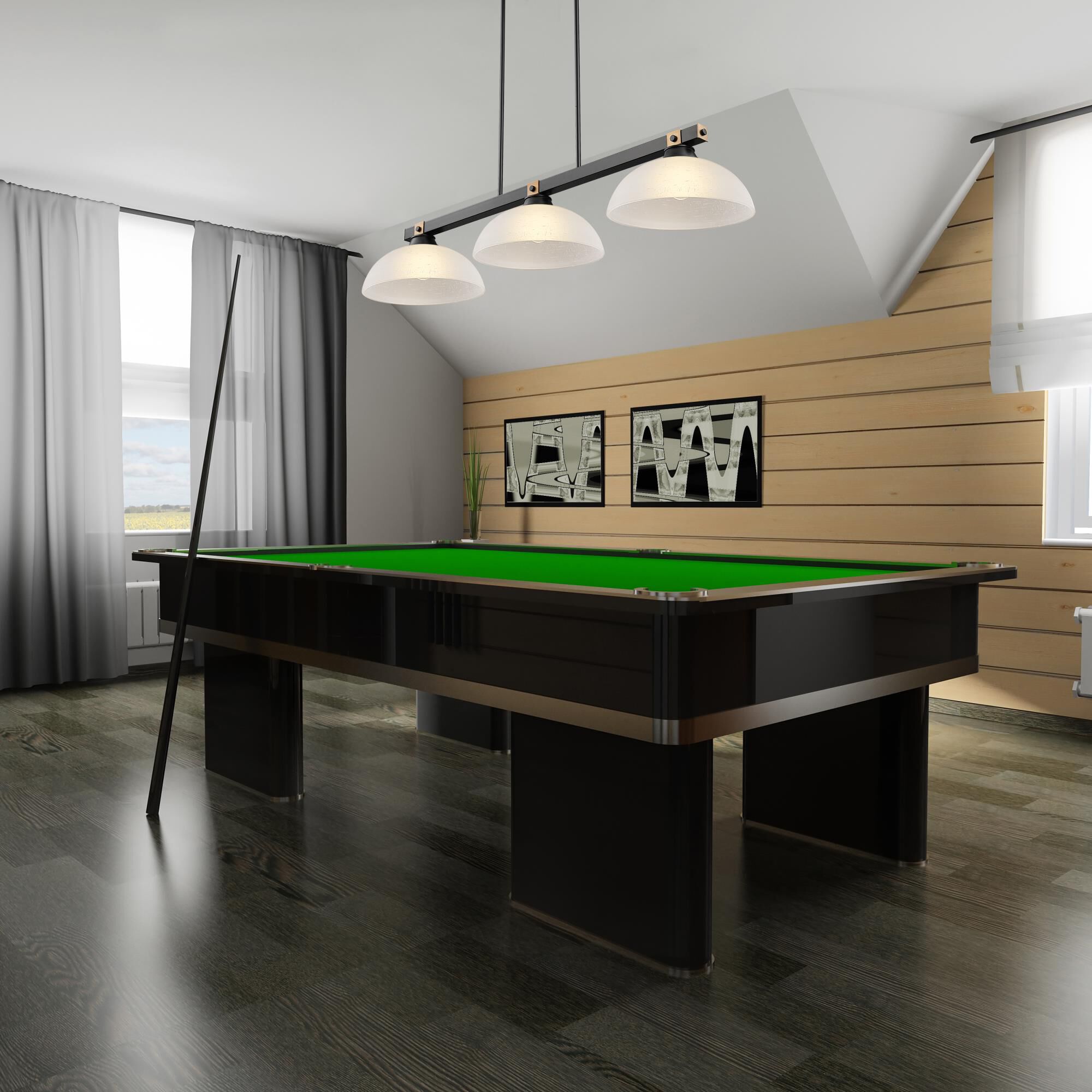 Shown in Matte Black + Rubbed Brass finish and White Linen glass and White Linen shade