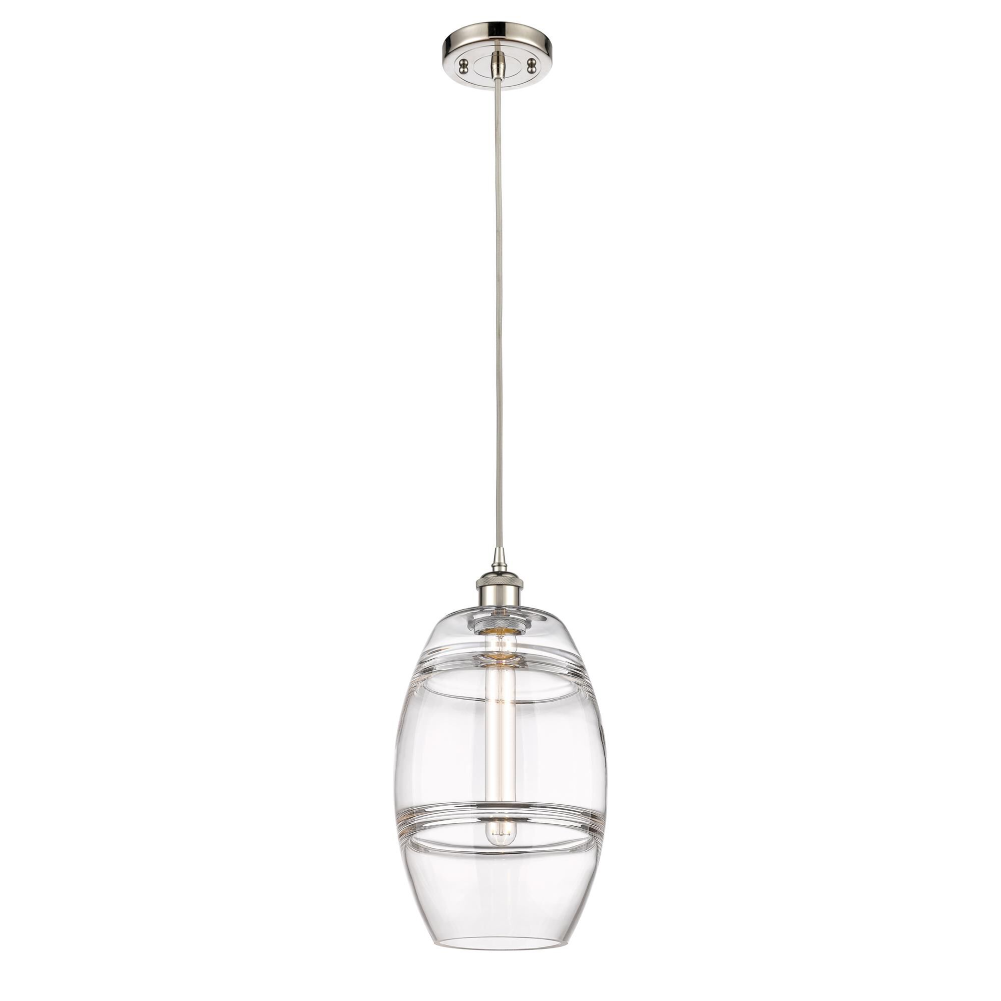 Shown in Polished Nickel finish and Clear glass