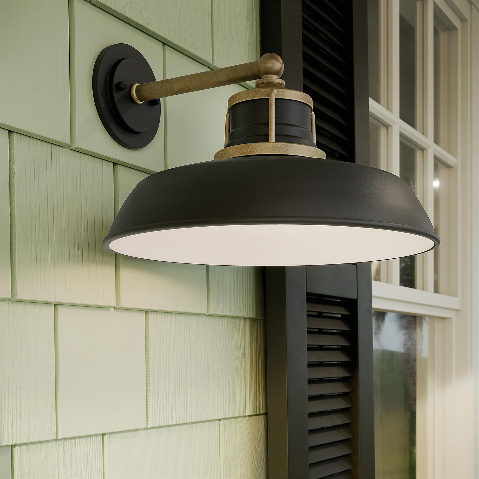 Shown in Natural Brass finish and Metal shade