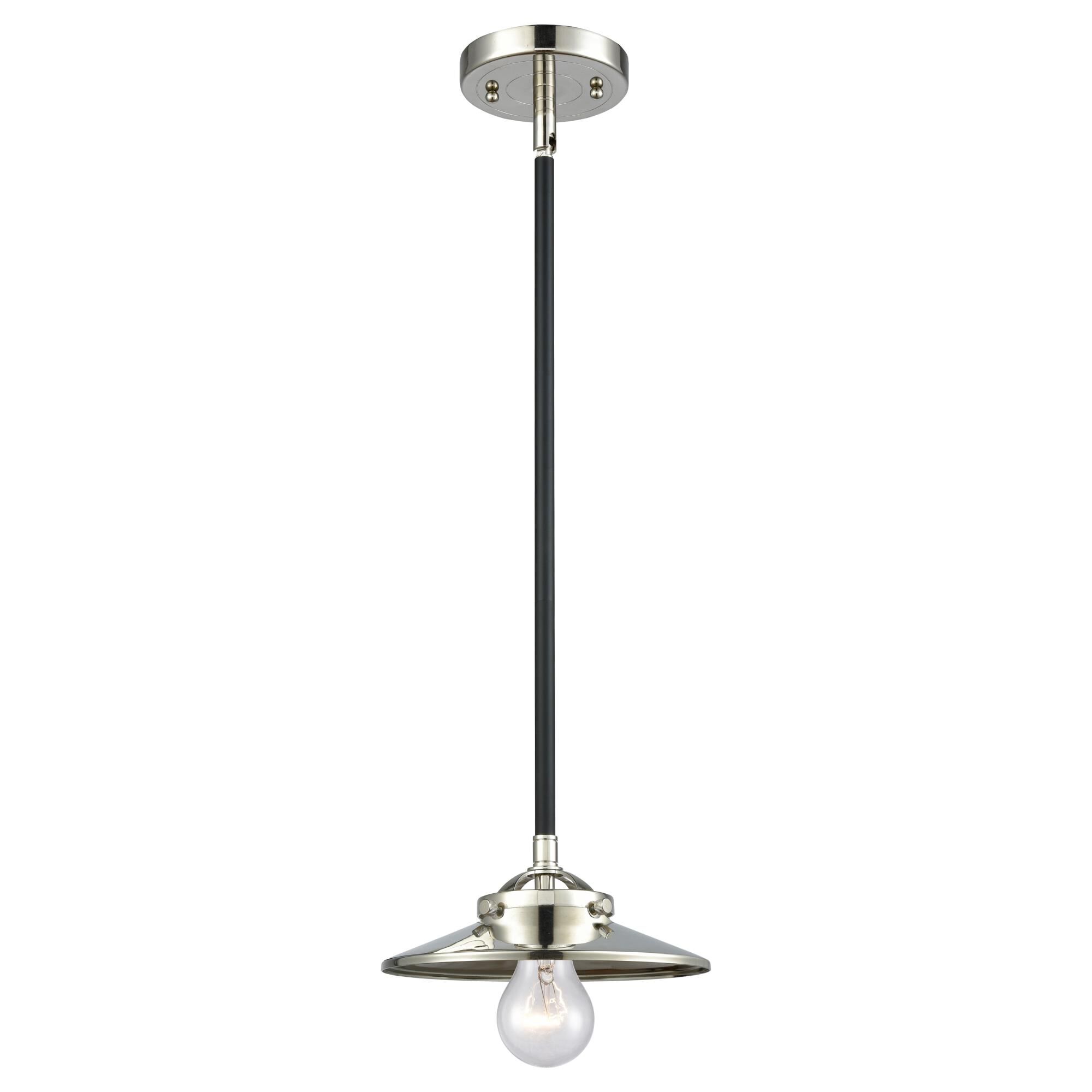 Shown in Black Polished Nickel finish and Metal - Polished Nickel shade