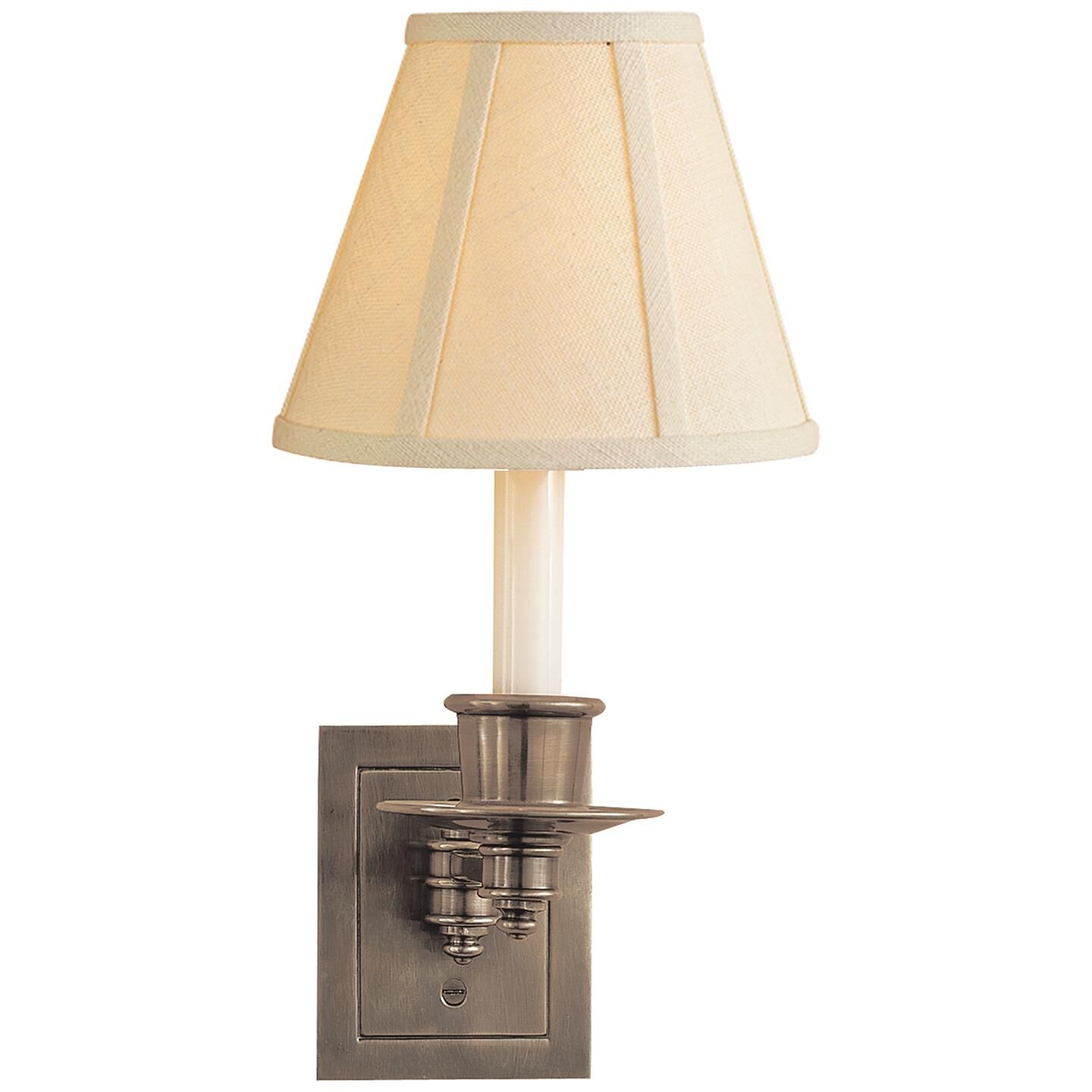 Shown in Antique Nickel finish and Linen shade