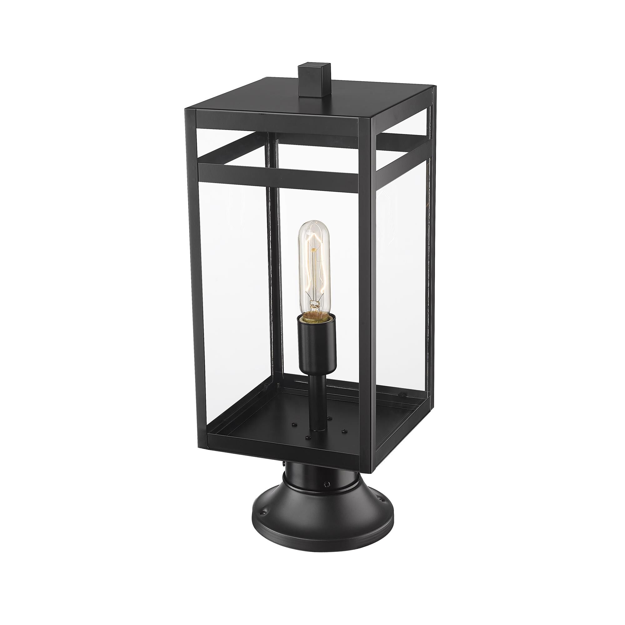 Shown in Black finish and Glass shade