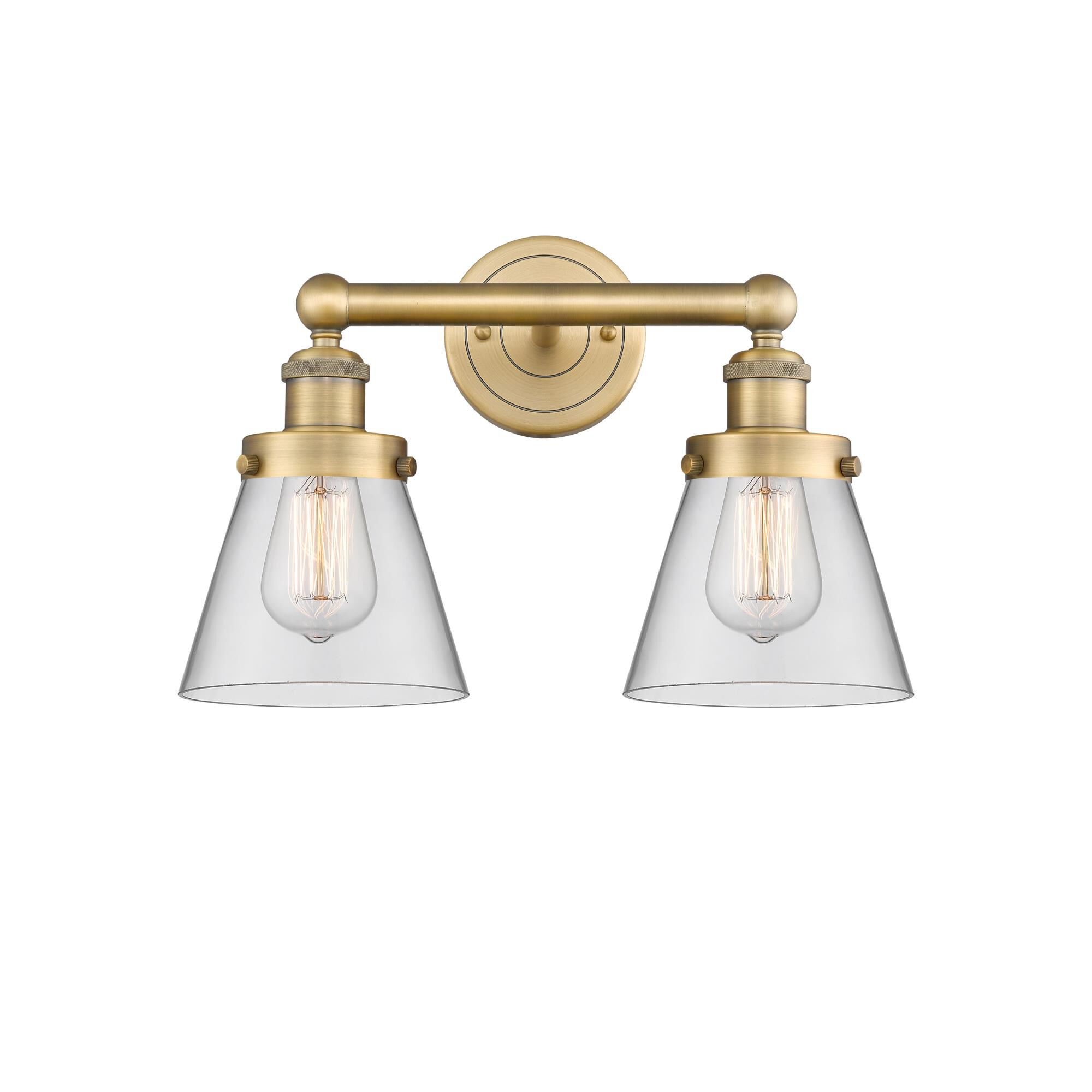 Shown in Brushed Brass finish and Clear glass