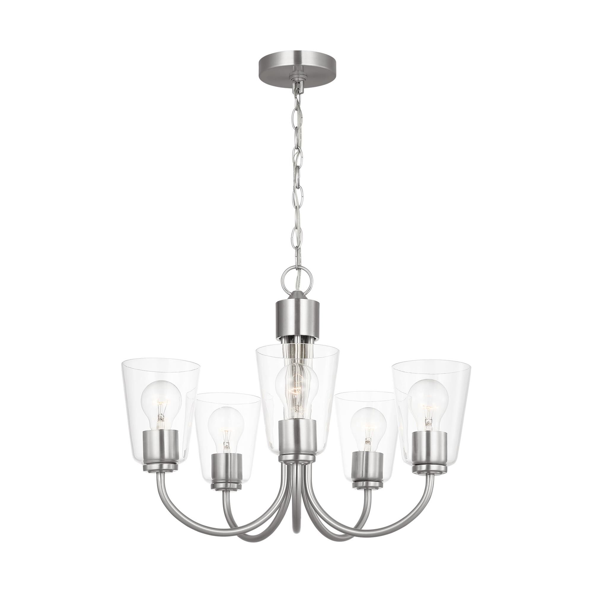 Shown in Brushed Nickel finish and Clear glass