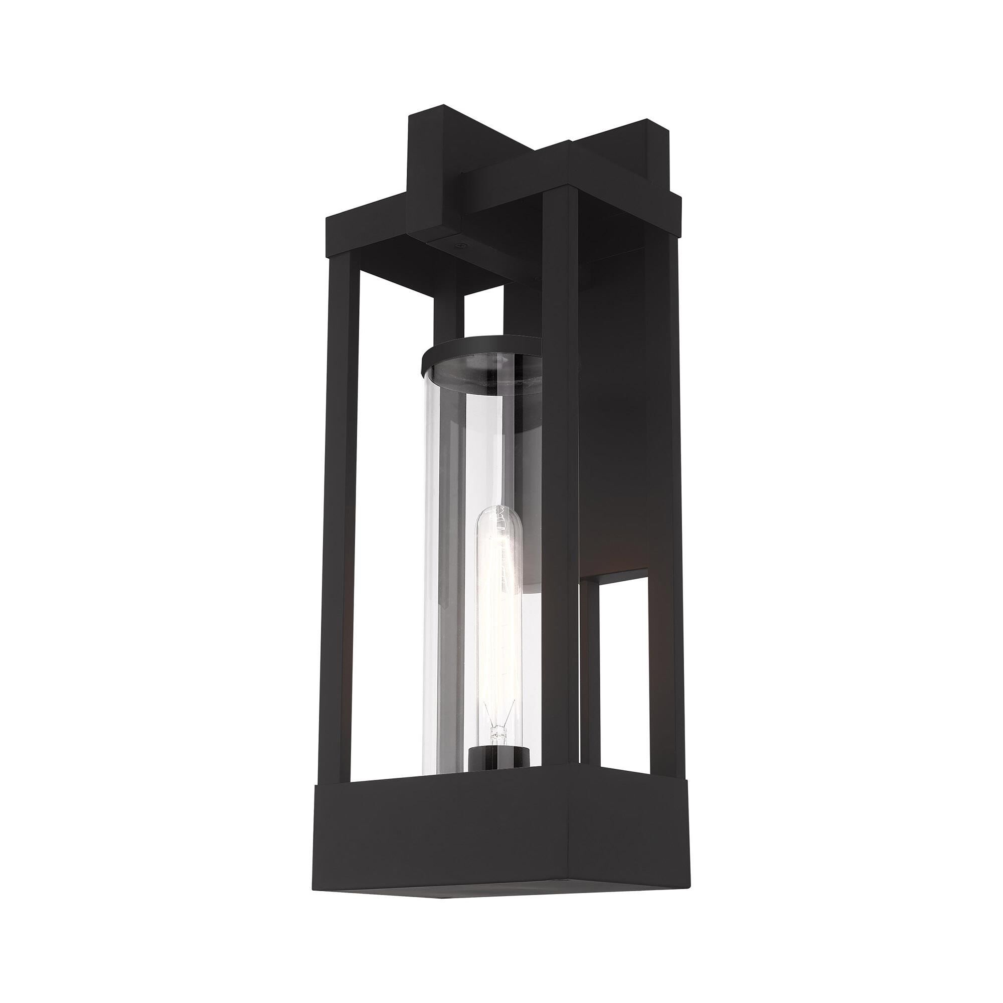 Shown in Black finish and Cylinder Clear glass