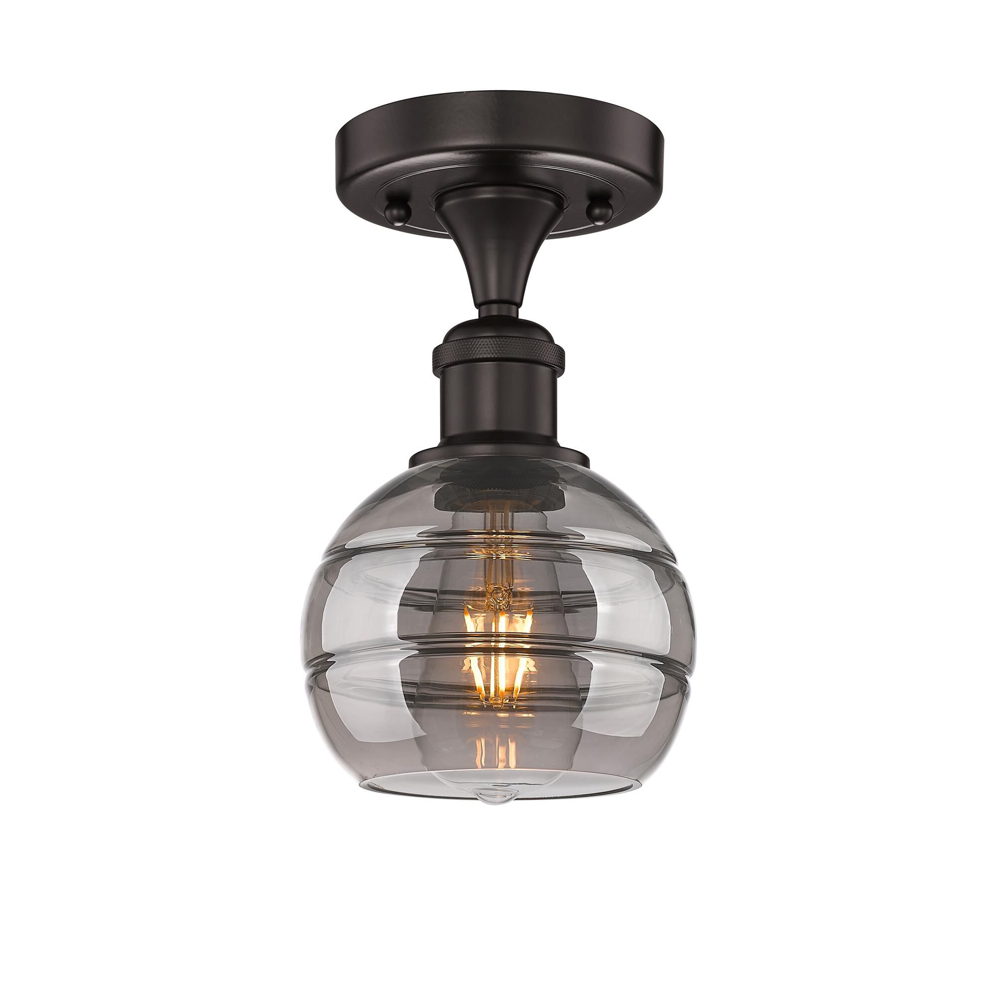 Shown in Oil Rubbed Bronze finish and Light Smoke glass