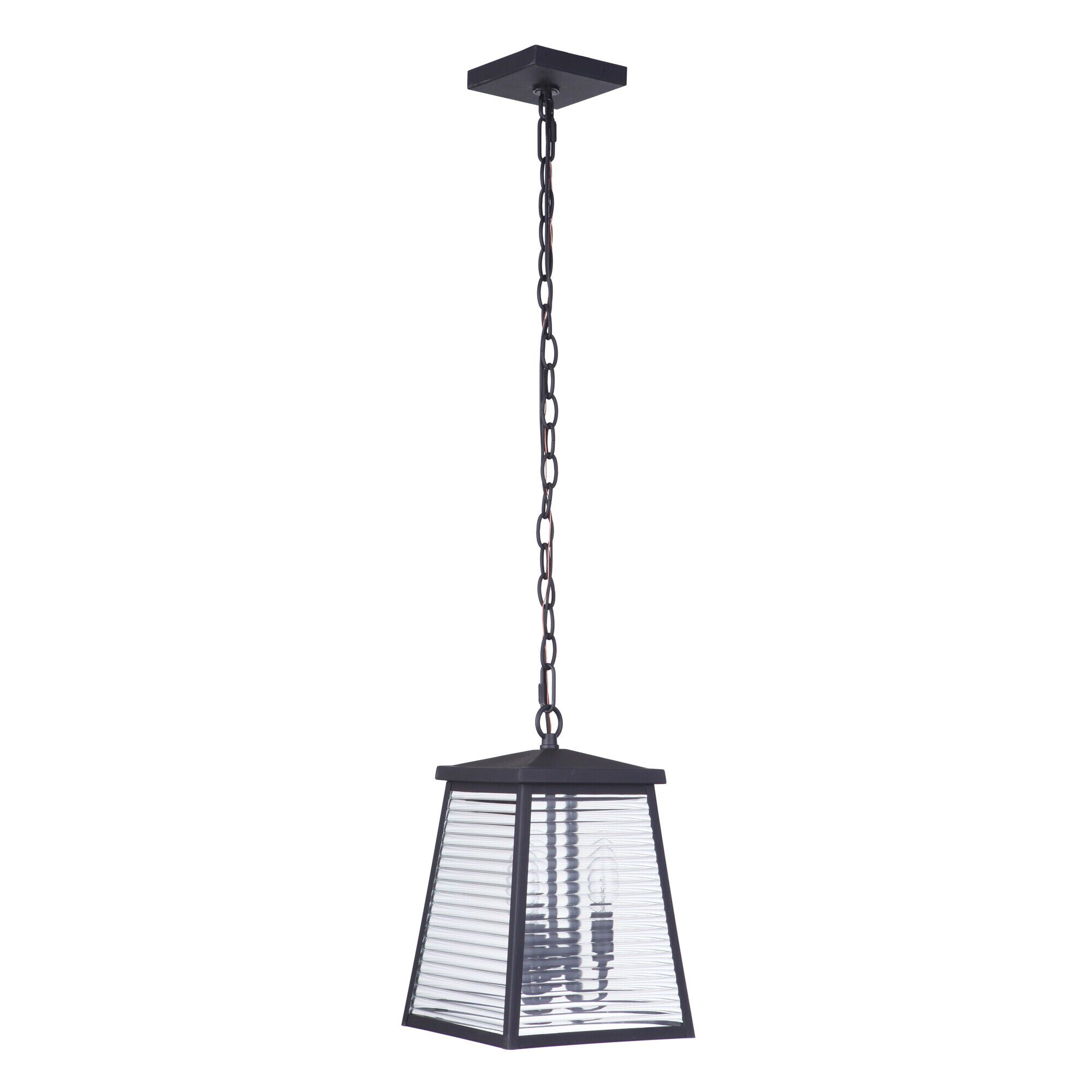 Shown in Midnight finish and Clear Shiplap glass and Glass shade
