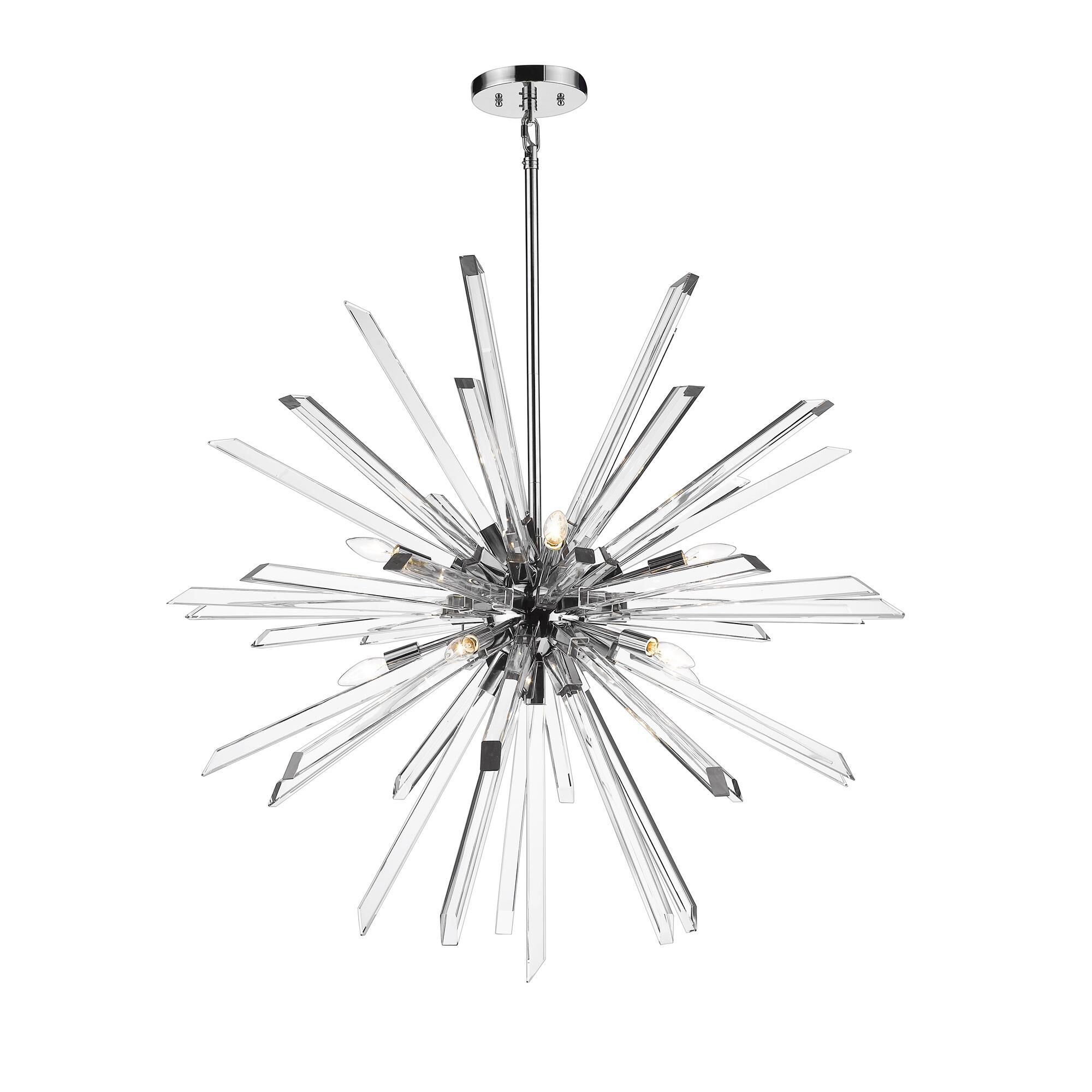Shown in Chrome finish and Crystal glass and Crystal shade