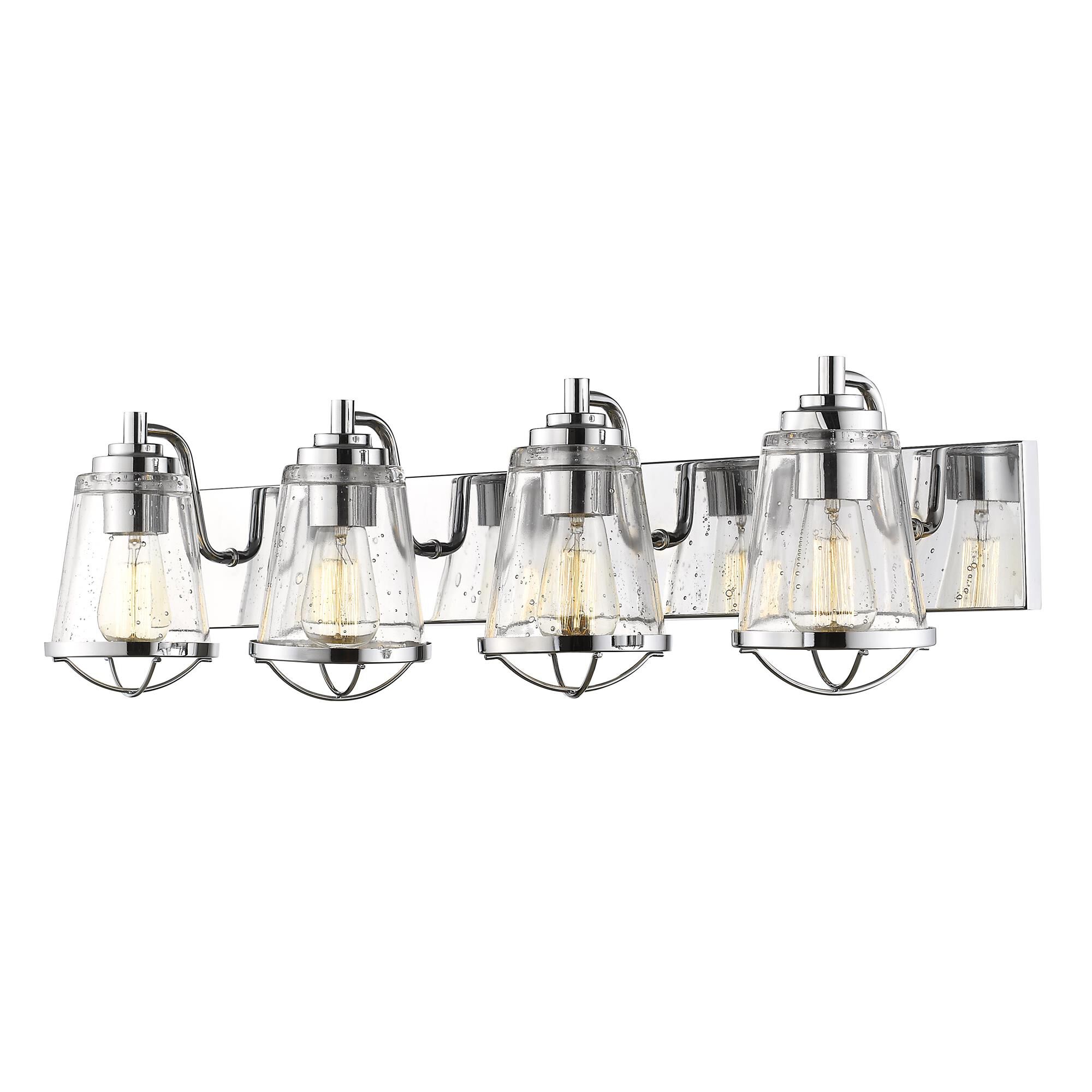 Shown in Chrome finish and Glass shade