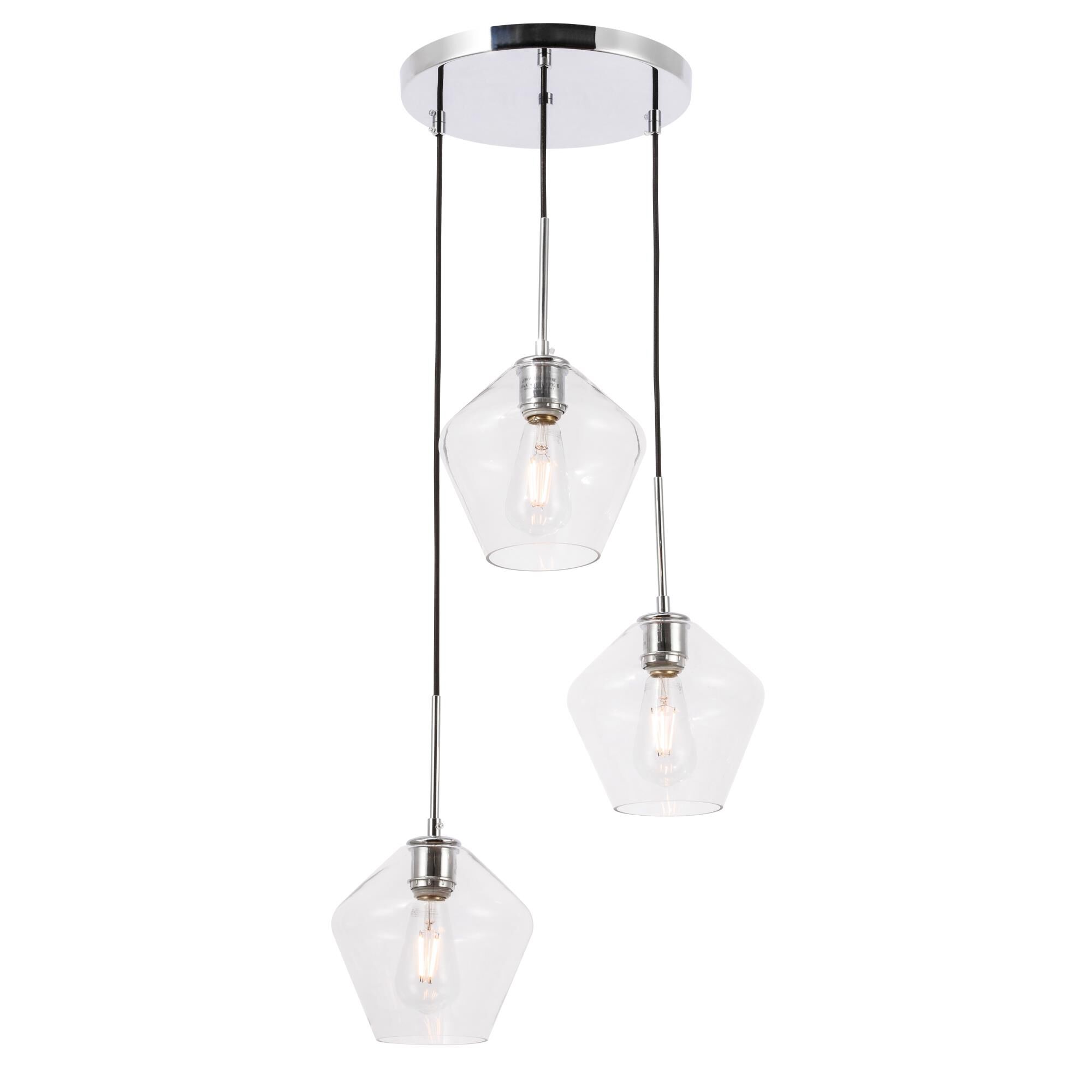 Gene 18 Inch 3 Light Multi Light Pendant by Elegant Lighting