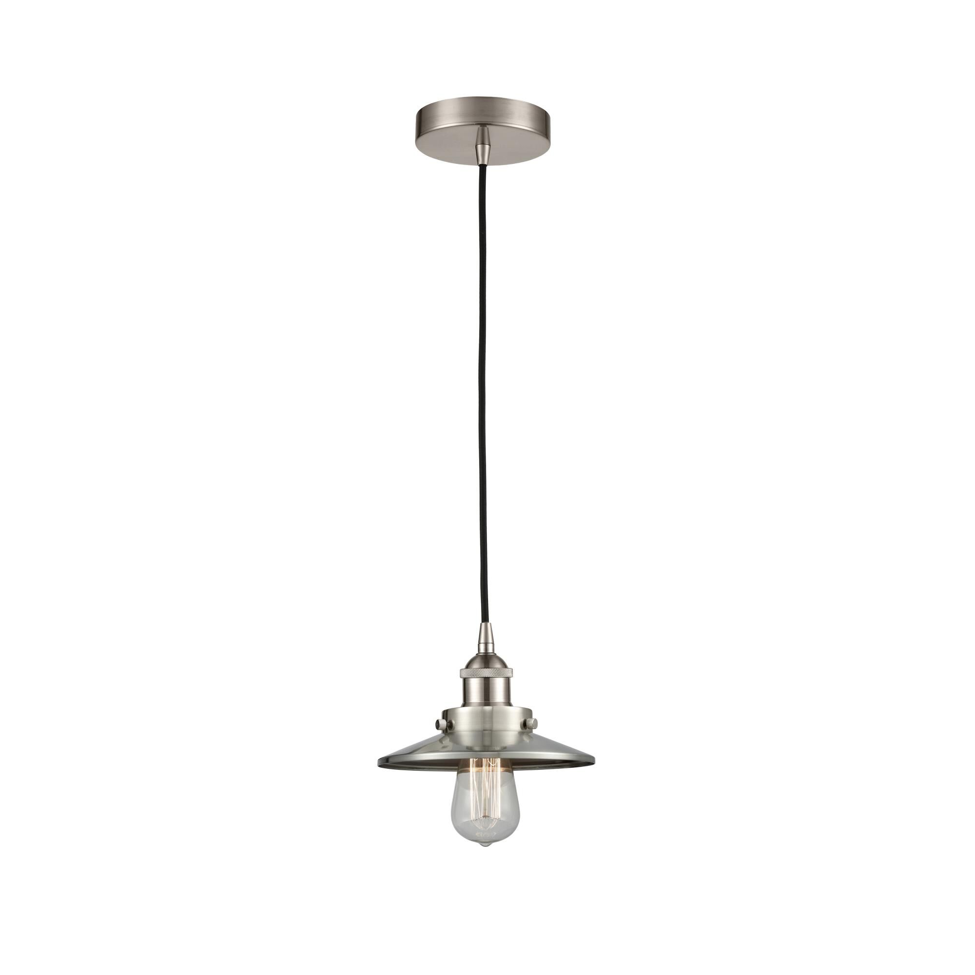 Shown in Satin Nickel finish and Brushed Satin Nickel shade