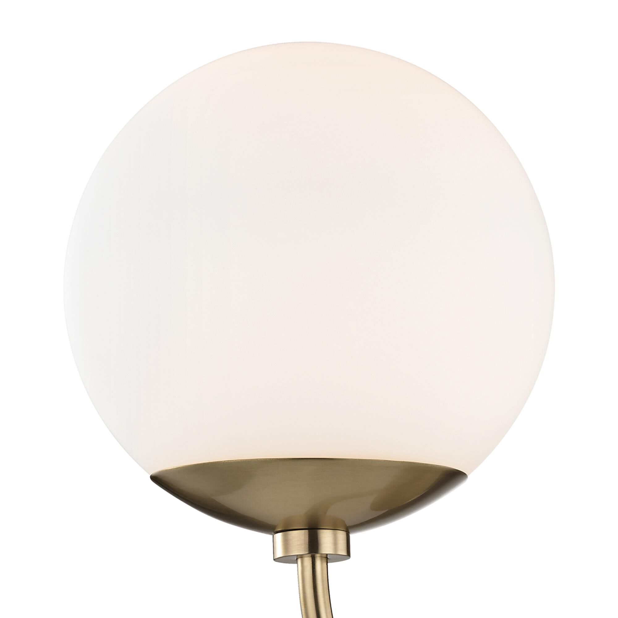 Shown in Aged Brass finish and Opal Etched glass