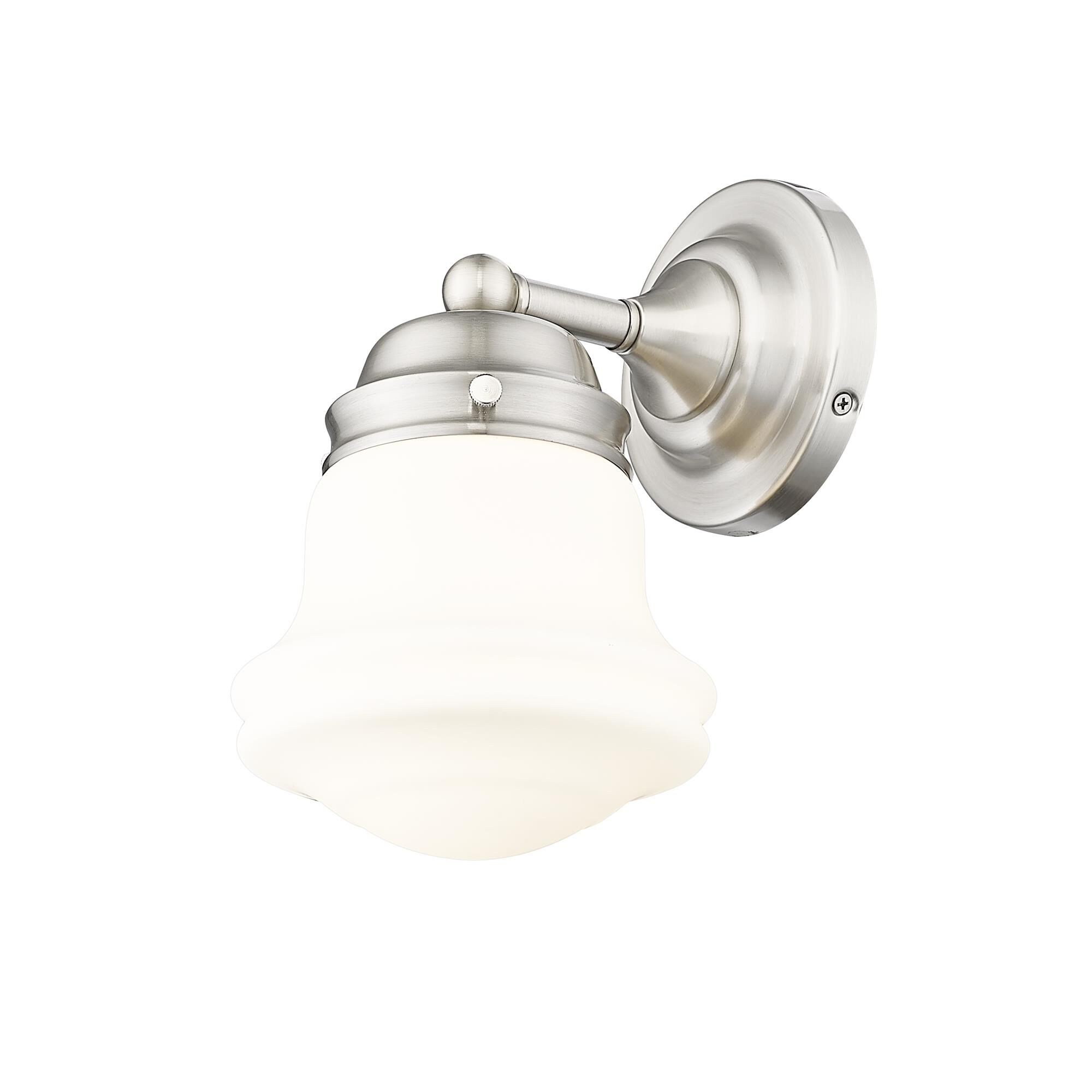 Shown in Brushed Nickel finish and Matte Opal glass and Matte Opal shade