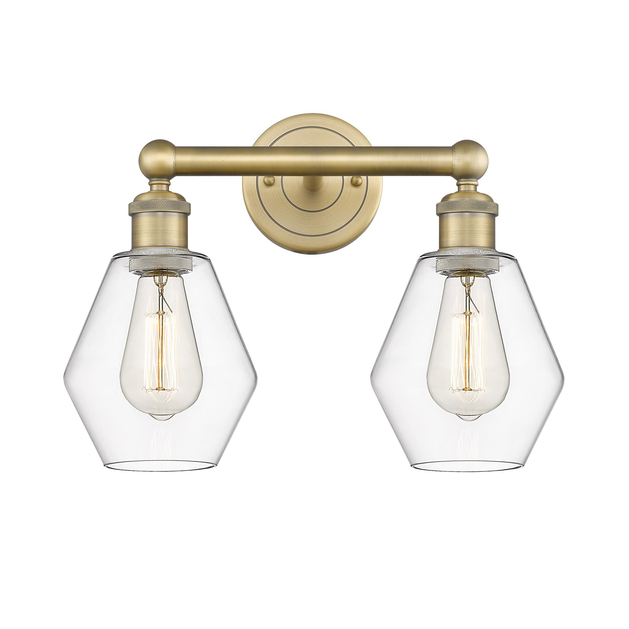Shown in Brushed Brass finish and Clear glass