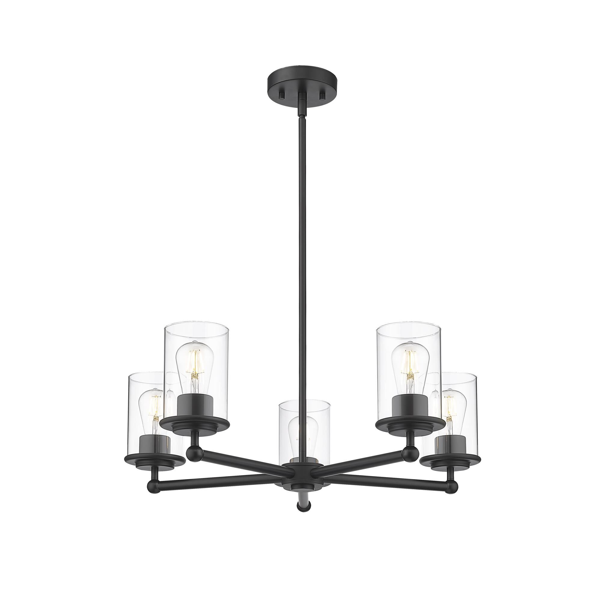 Shown in Matte Black finish and Clear glass