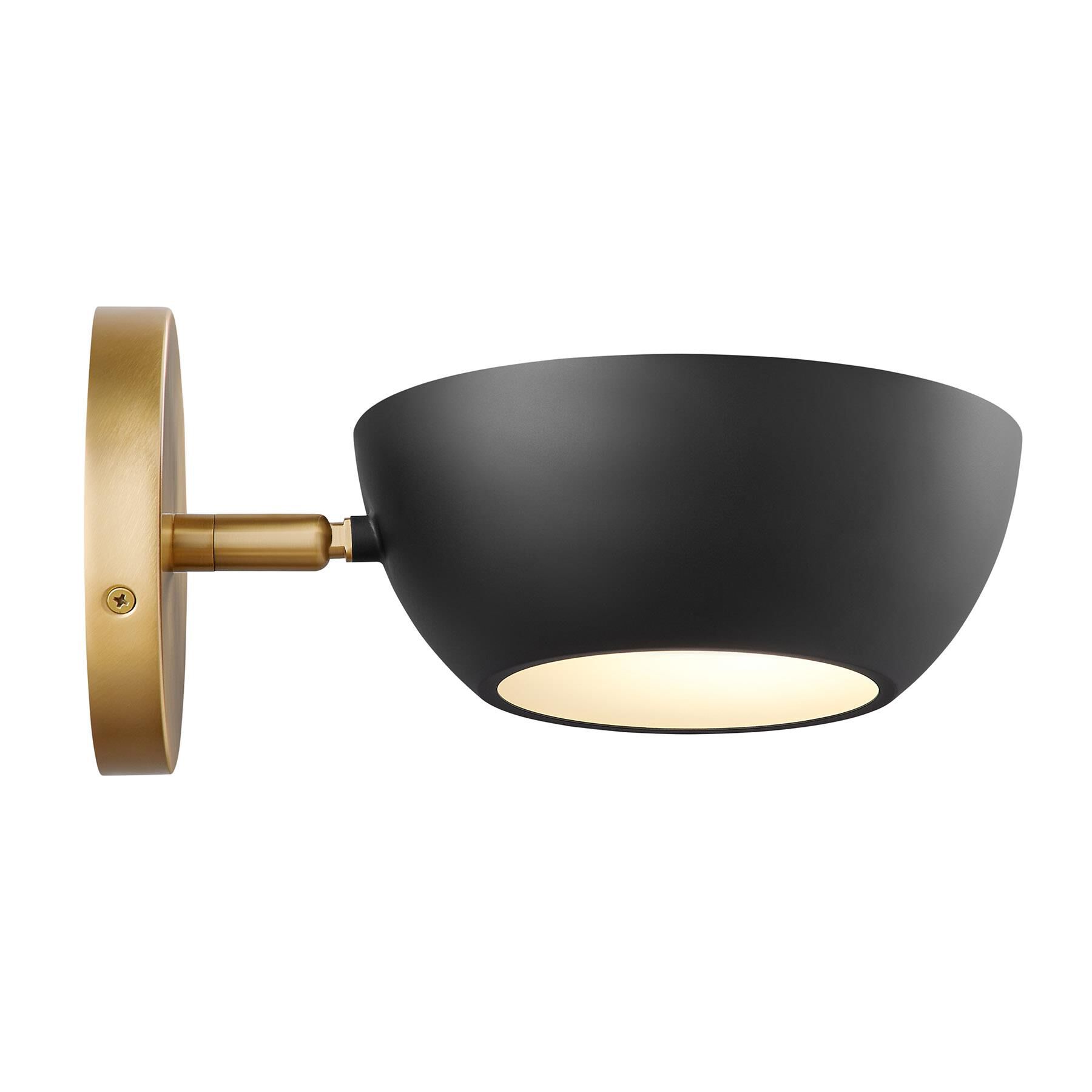 Shown in Matte Black and Natural Brass finish and Metal shade