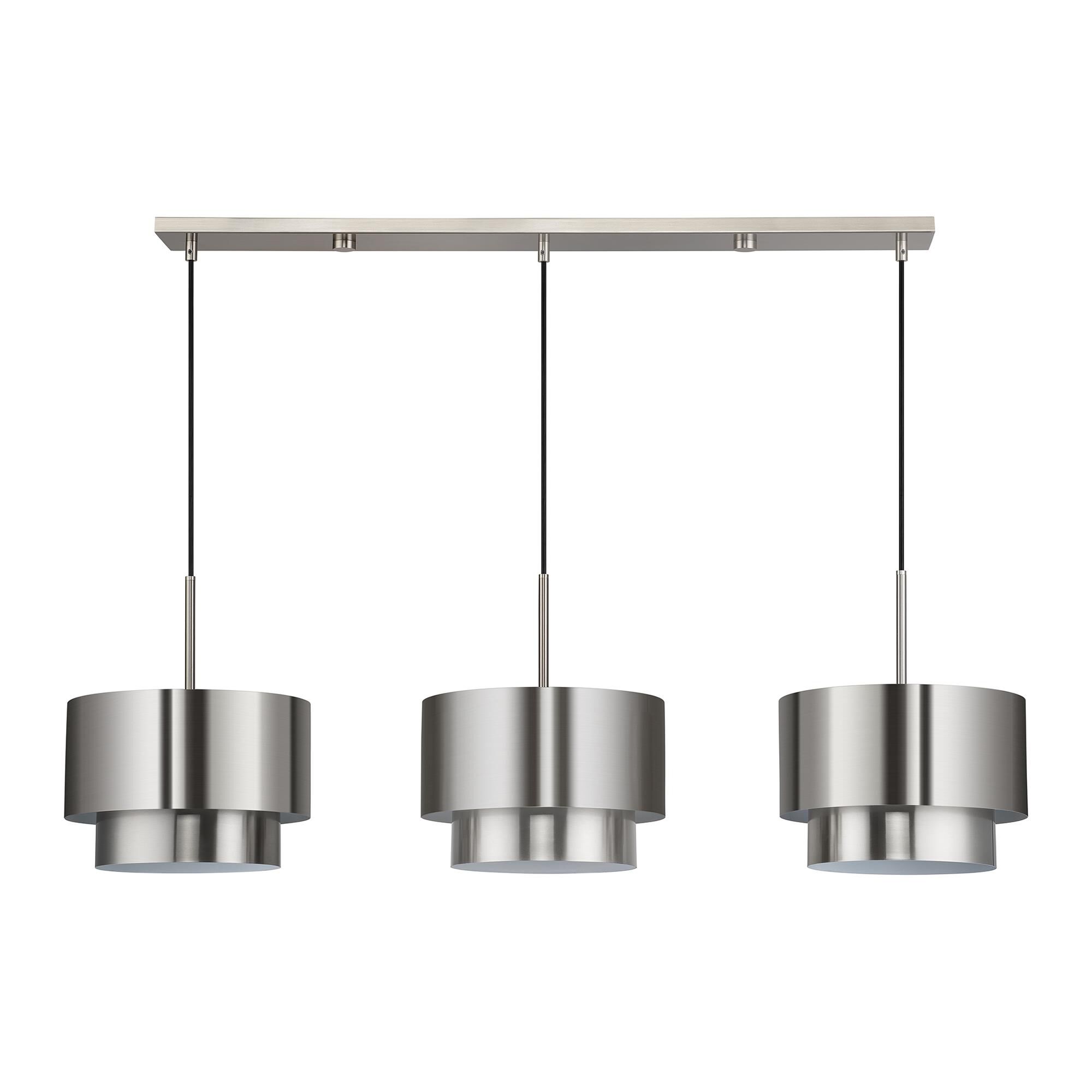 Shown in Brushed Nickel finish and Brushed Nickel Steel with Shiny White Inside shade