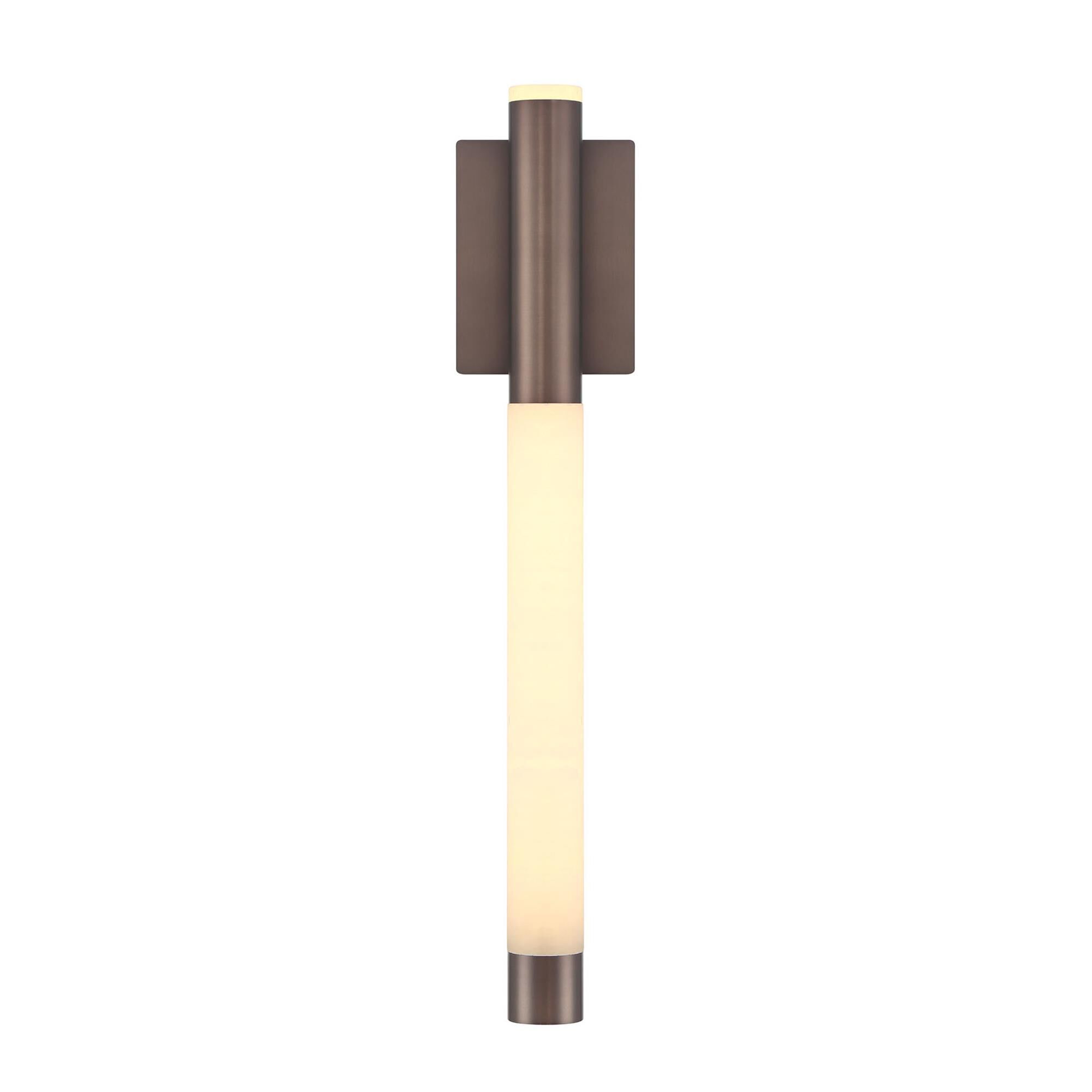 Shown in Harlow Bronze finish and Alabaster glass