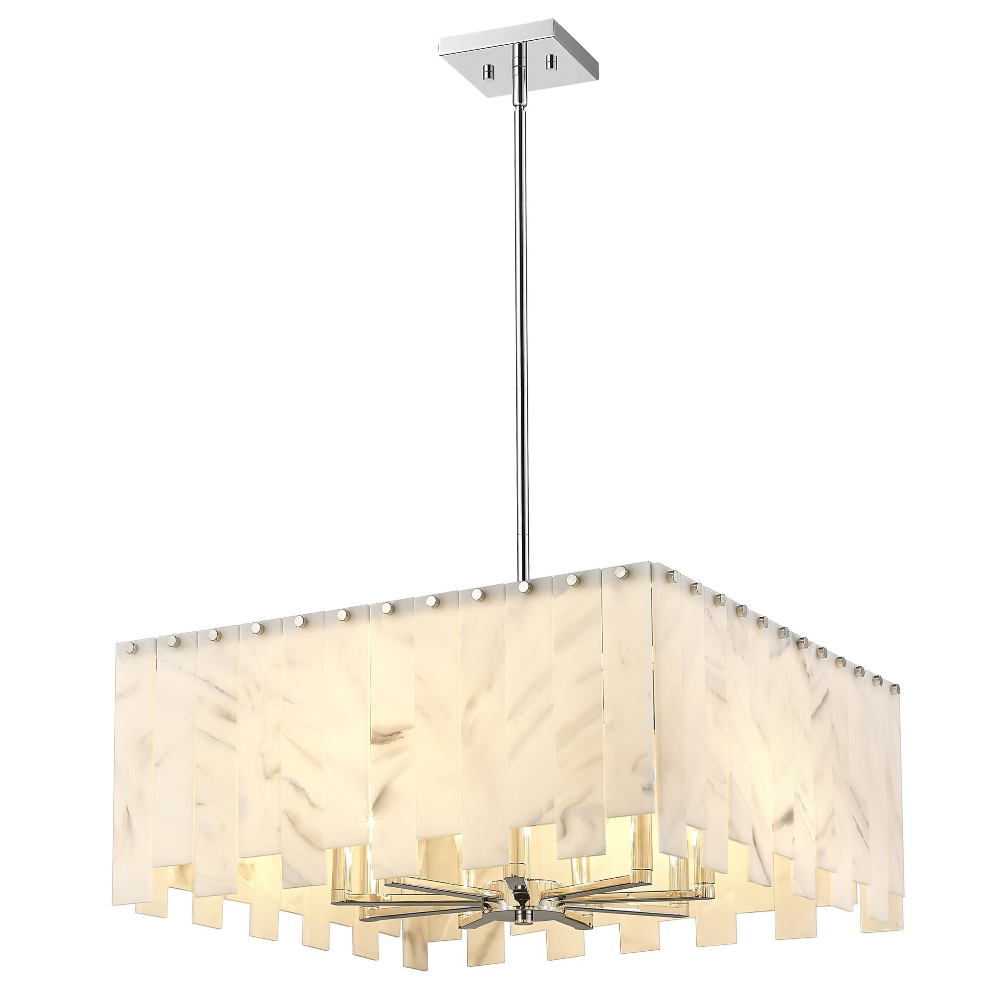 Shown in Polished Nickel finish and Alabaster Resin shade