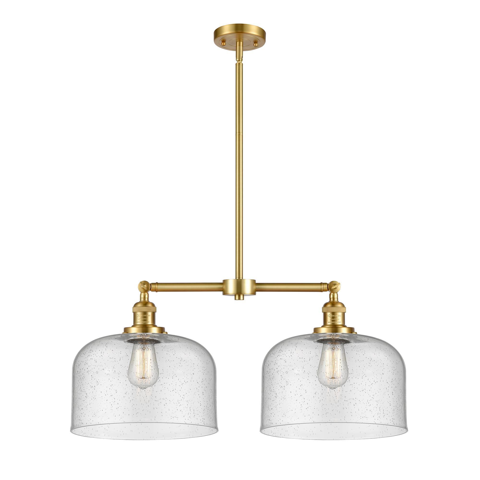 Shown in Satin Gold finish and Seedy X-Large Bell glass